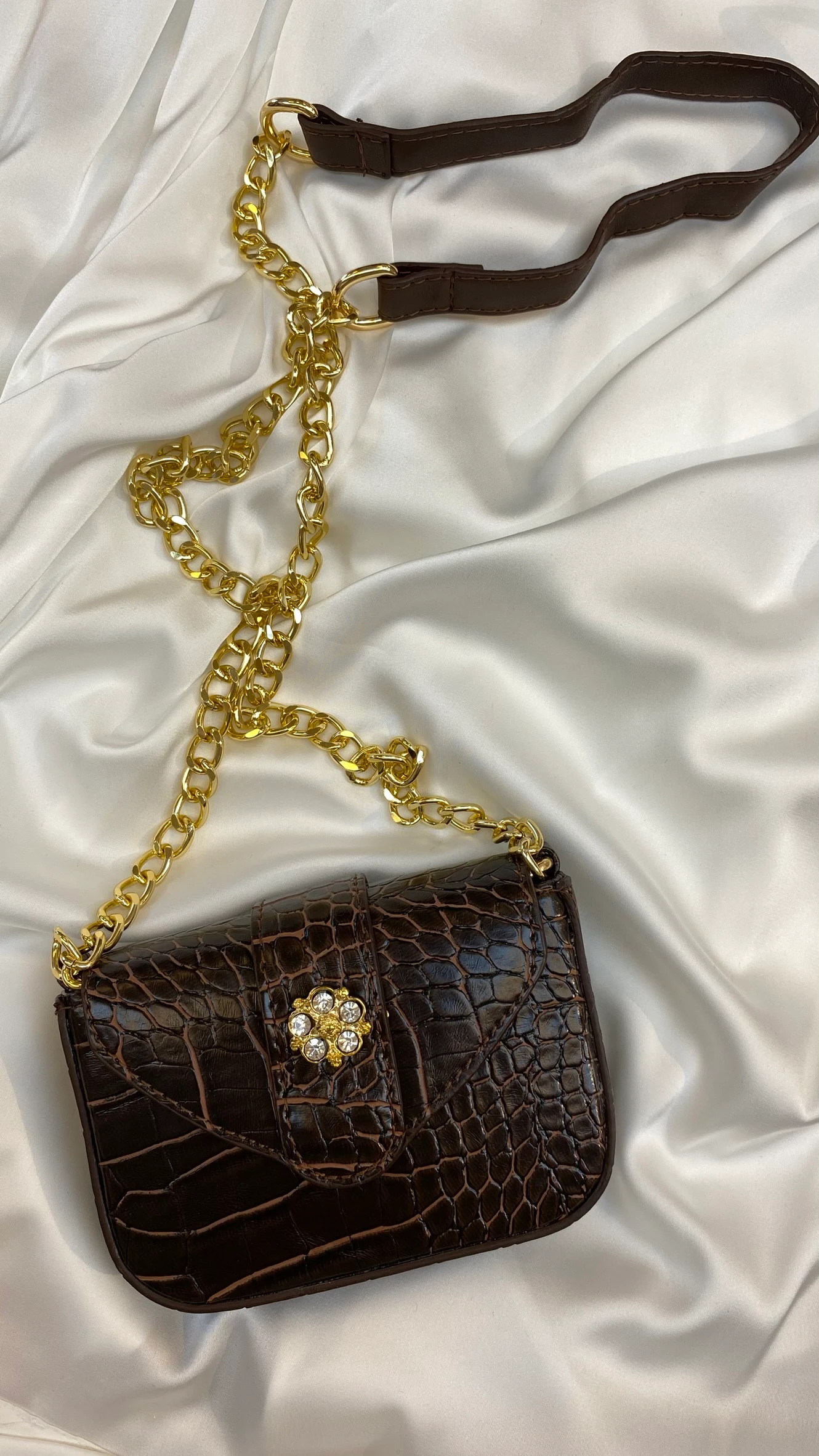 Tokalı Küçük Çanta Acı Kahve