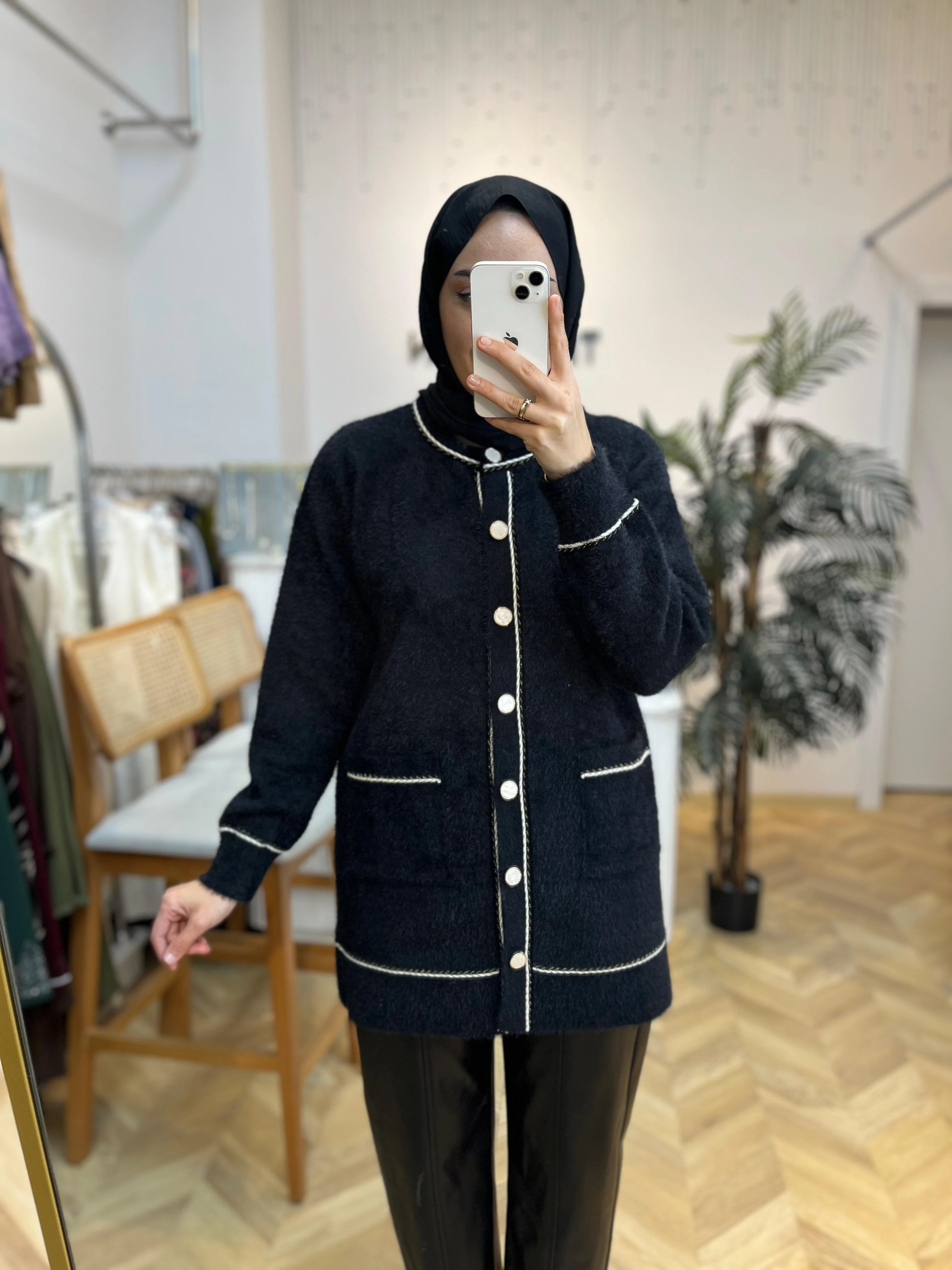 Angora Hırka Simli Siyah 