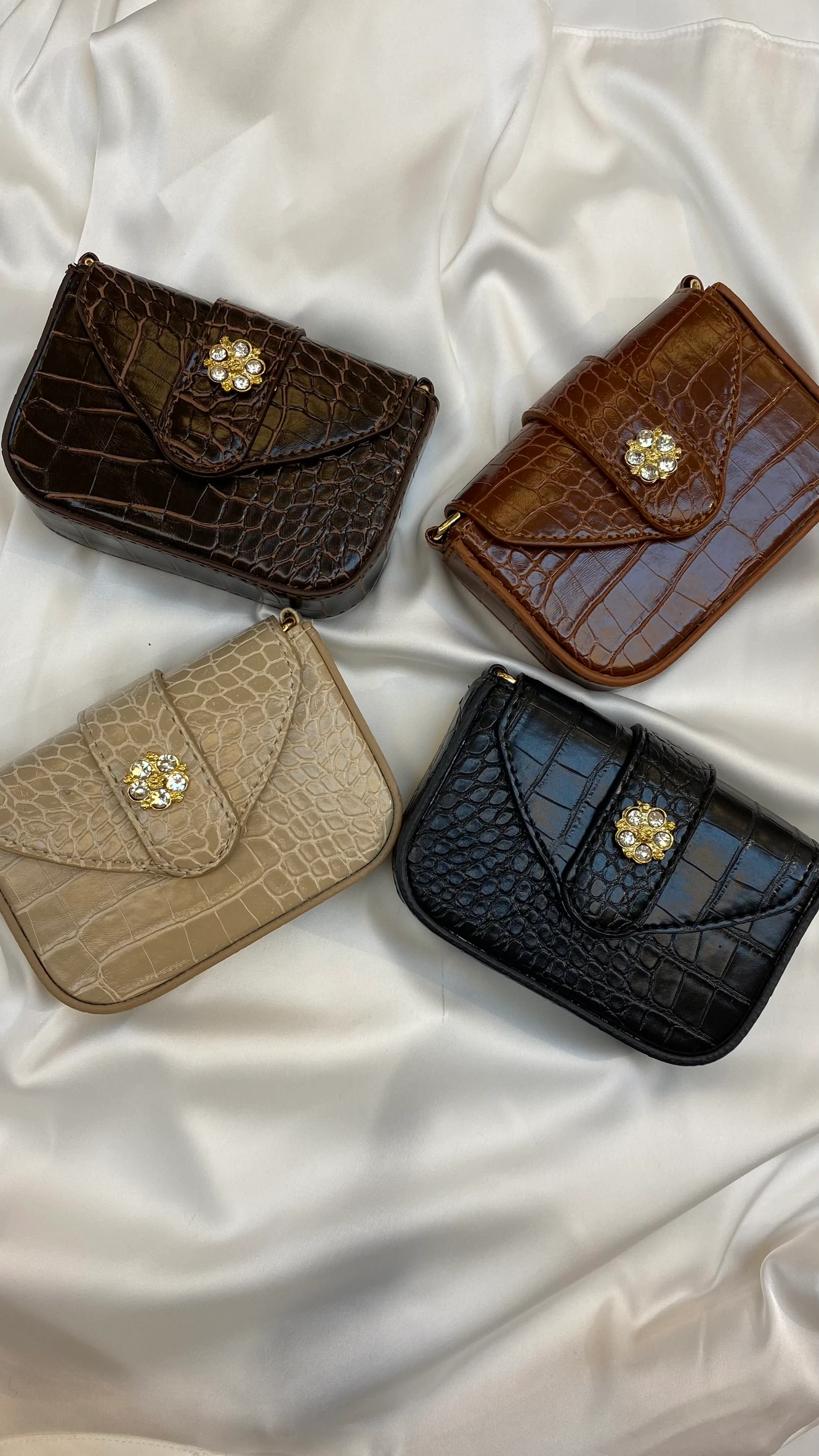 Tokalı Küçük Çanta Kahverengi