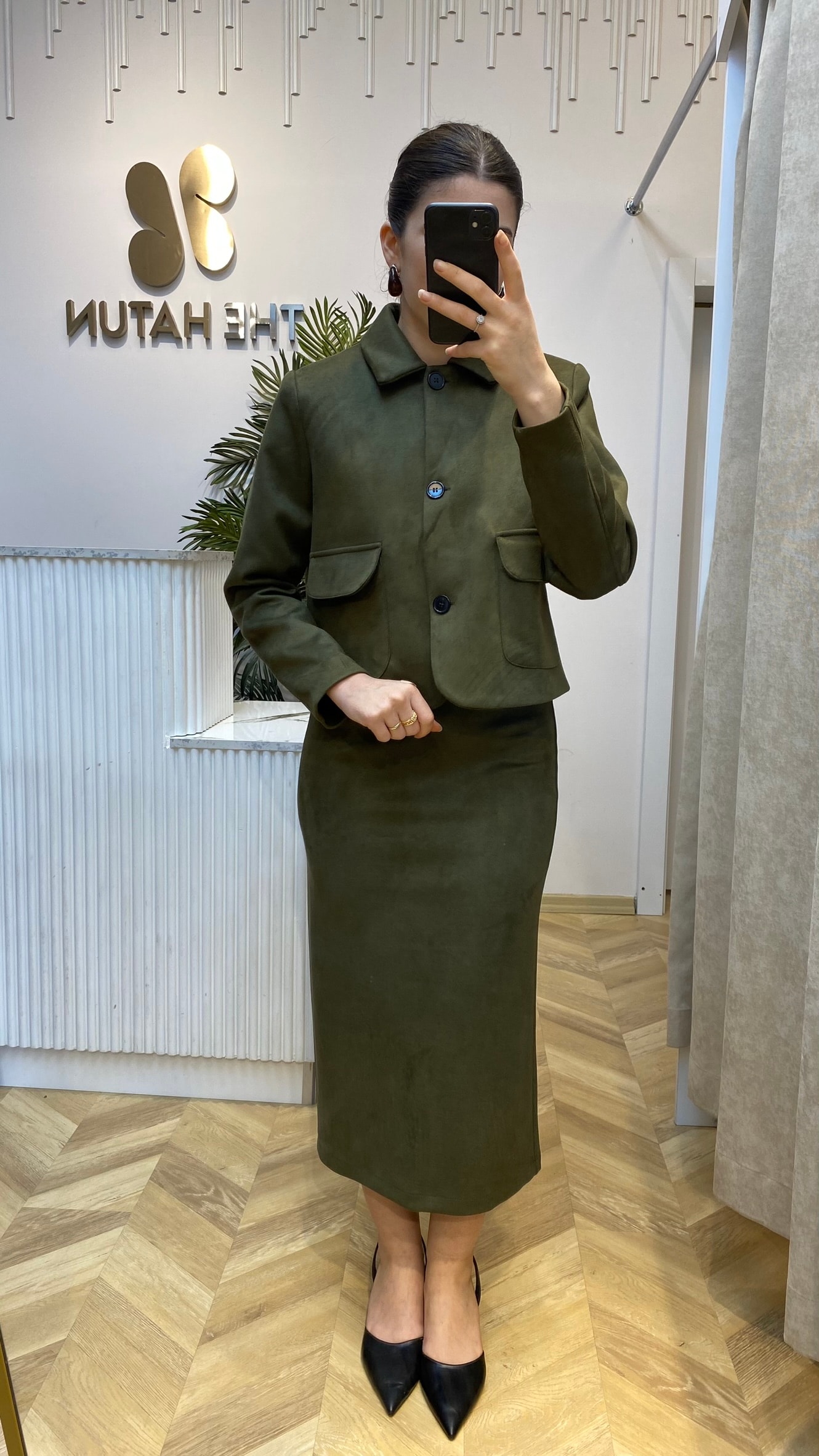 Süet Etek Haki