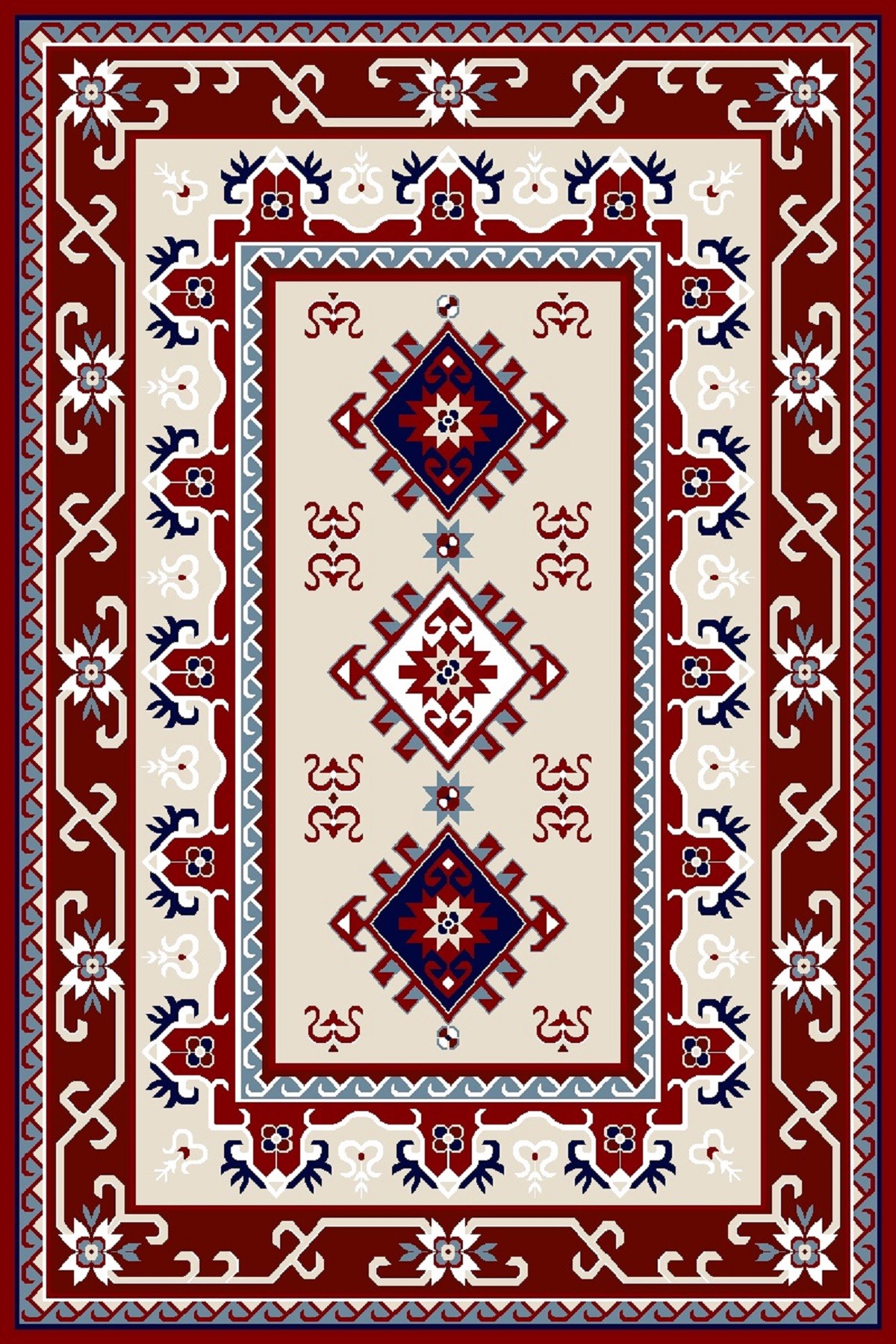 Etnik Desen Şönil Dokuma Pamuklu Halı PTLN 02014(01)