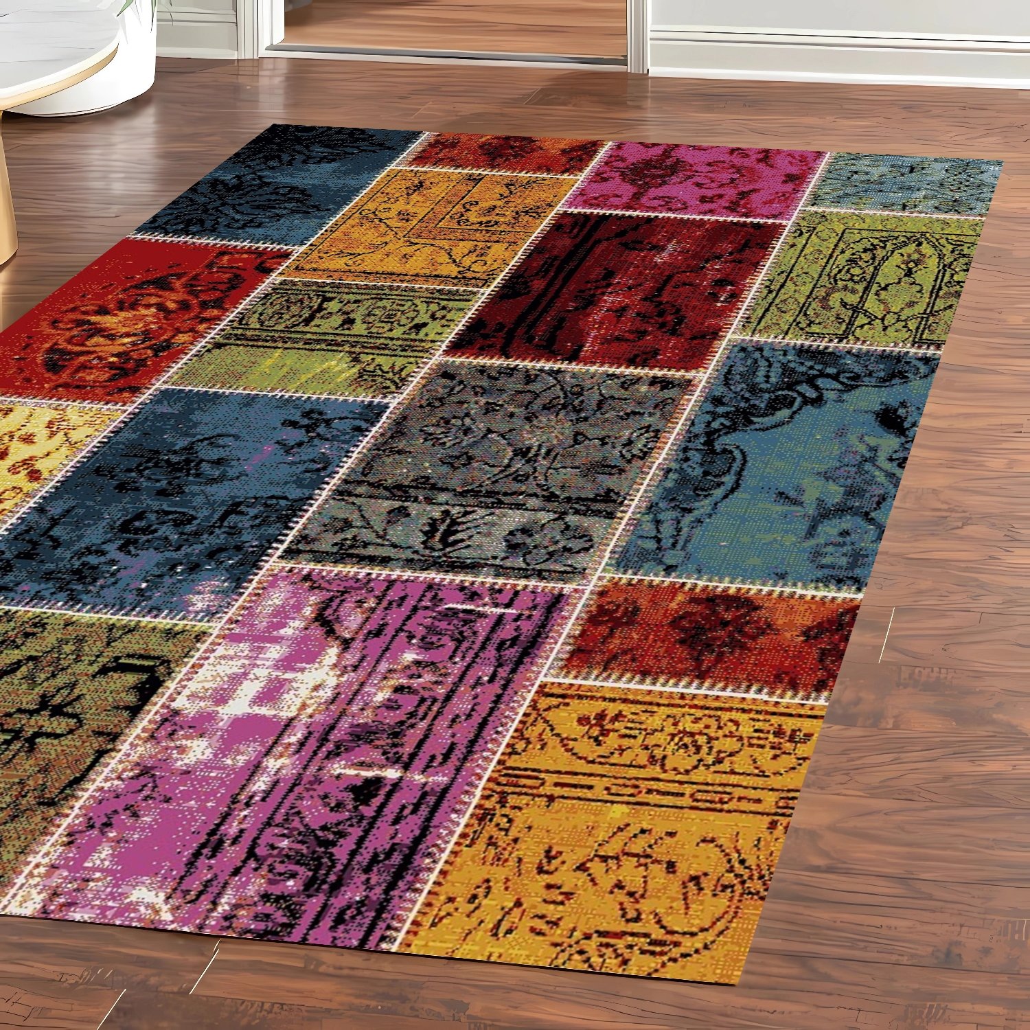 Geleneksel Motif Desenli Şönil Dokuma Pamuklu Halı PTLN 02021(01)