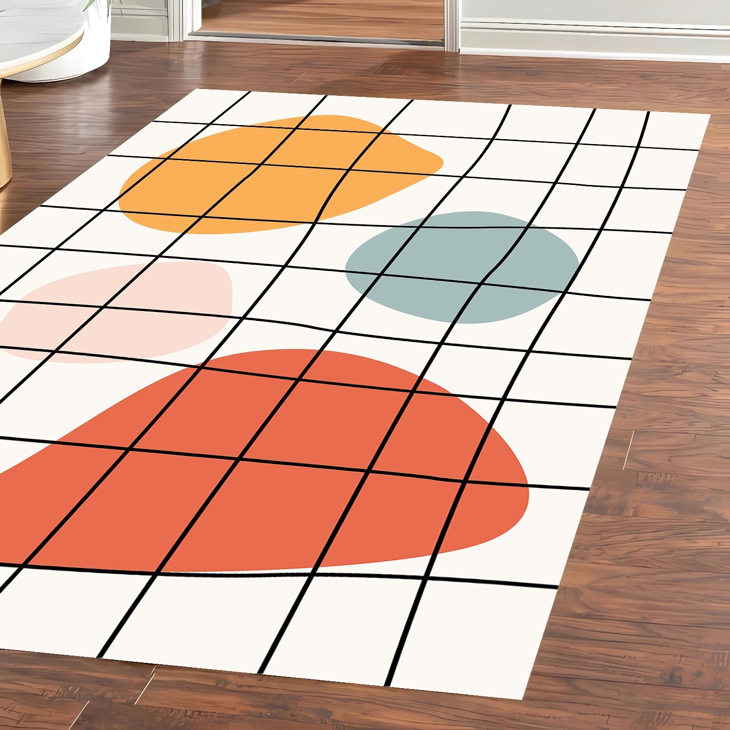 Geometrik Soyut Renkler Şönil Dokuma Pamuklu Halı PTLN 01290(01)