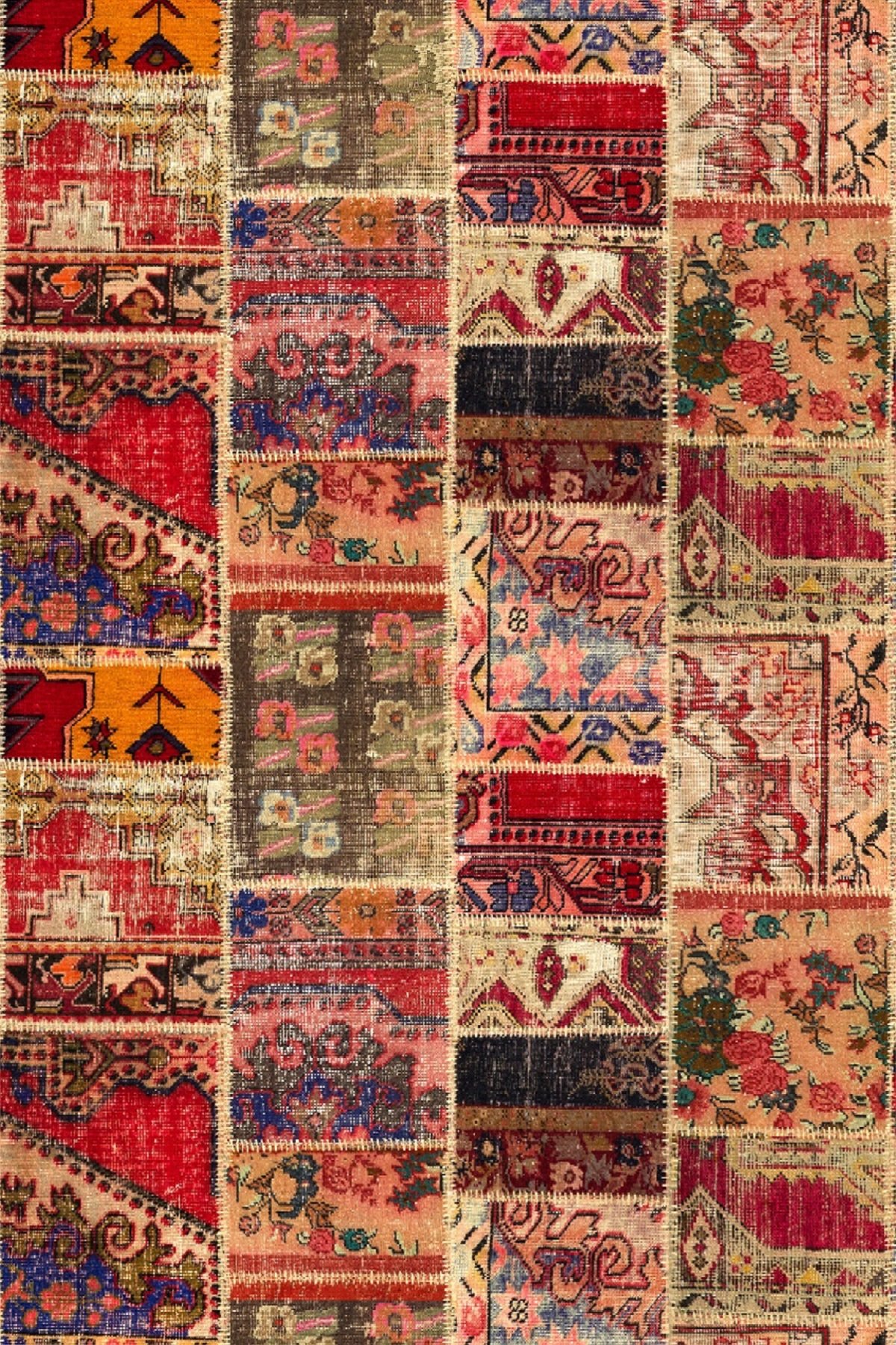 Patchwork Desenli Şönil Dokuma Pamuklu Halı PTLN 02089(01)