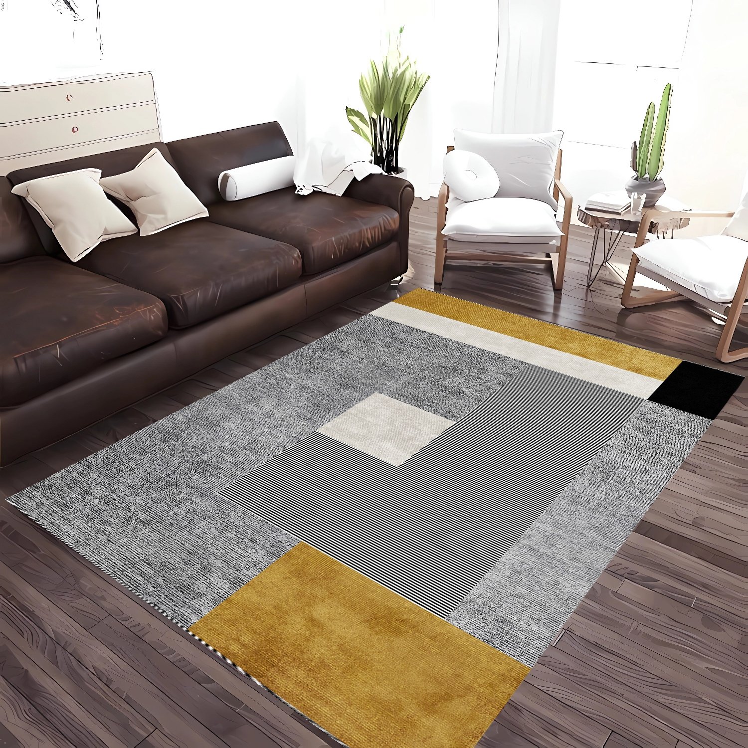 Şönil Dokuma Pamuklu Modern Halı PTLN 01153(01)