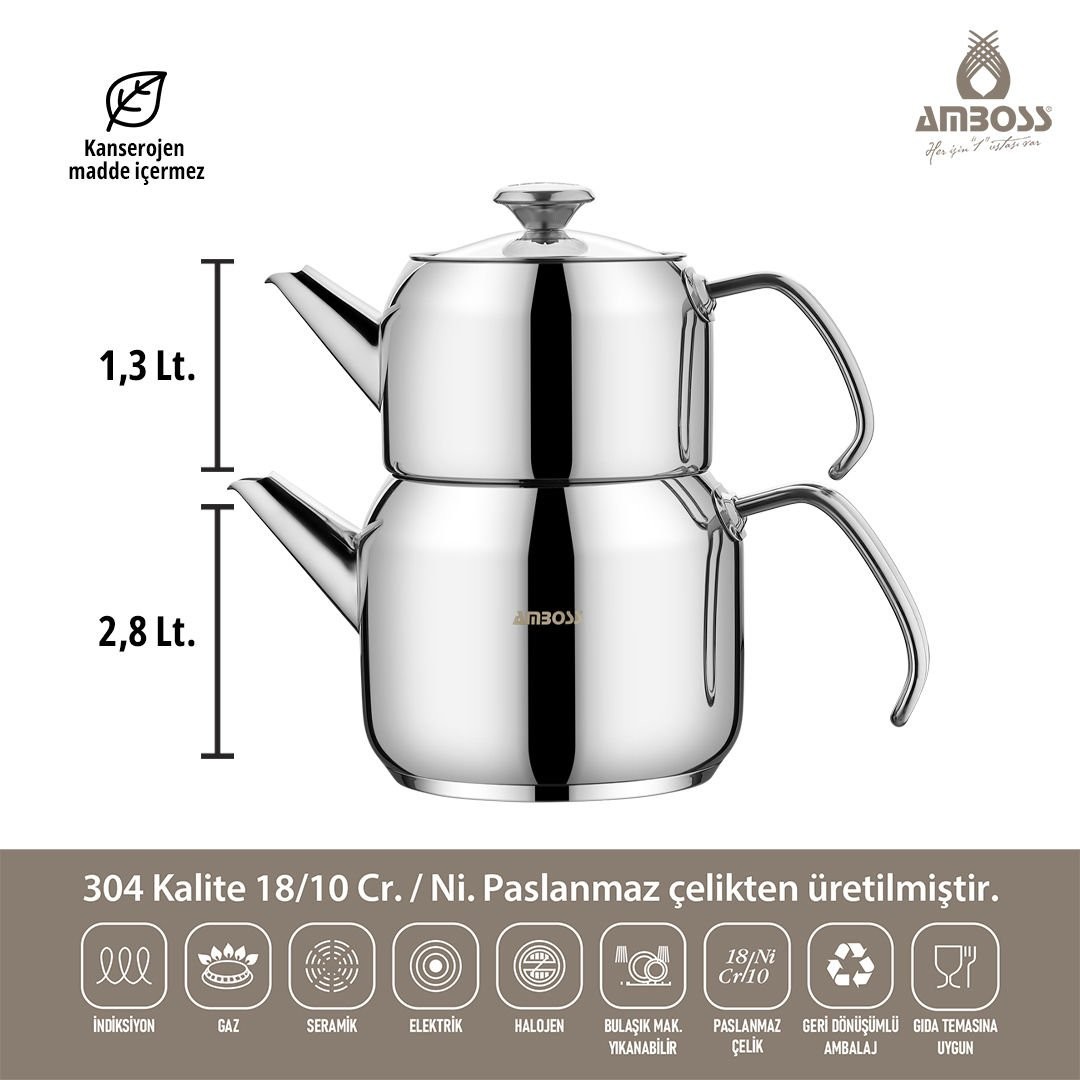 Amboss Cool Çaydanlık Büyük Boy Paslanmaz Çelik Sap