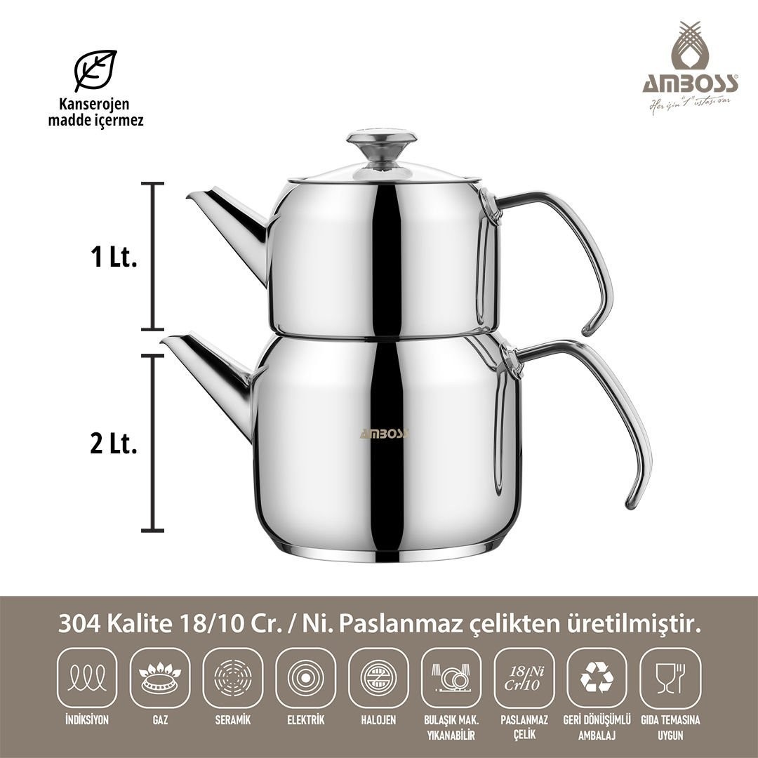 Amboss Cool Paslanmaz Çelik Orta Boy Çaydanlık