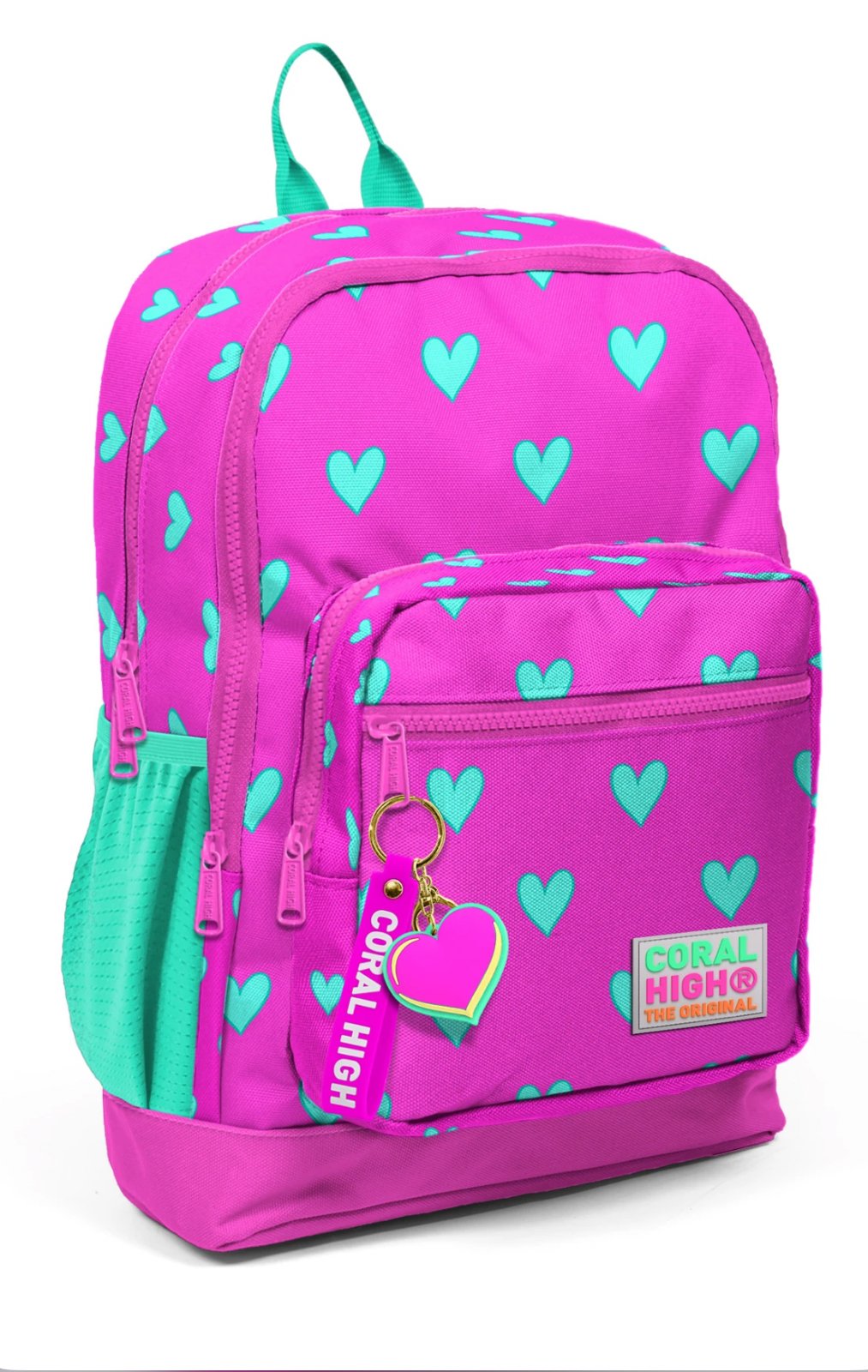 CORAL HİGH NEON KALP DESEN 3'LÜ OKUL ÇANTA SETİ