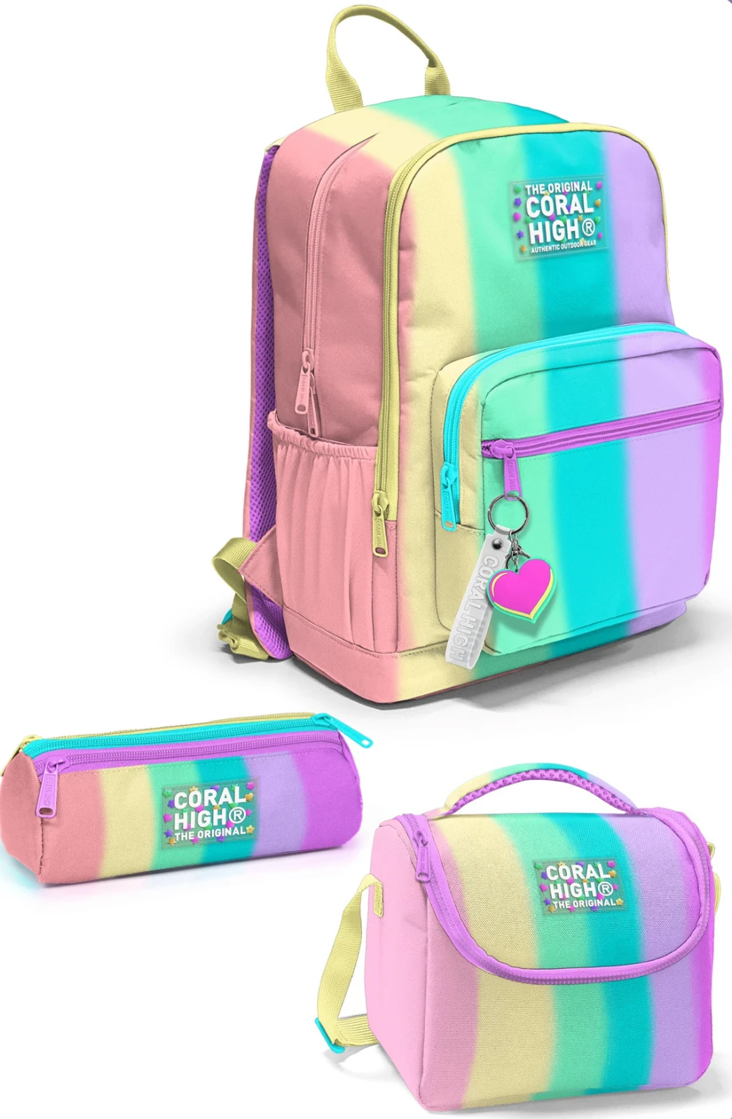 Coral High Renkli 3’lü Okul Çanta Seti