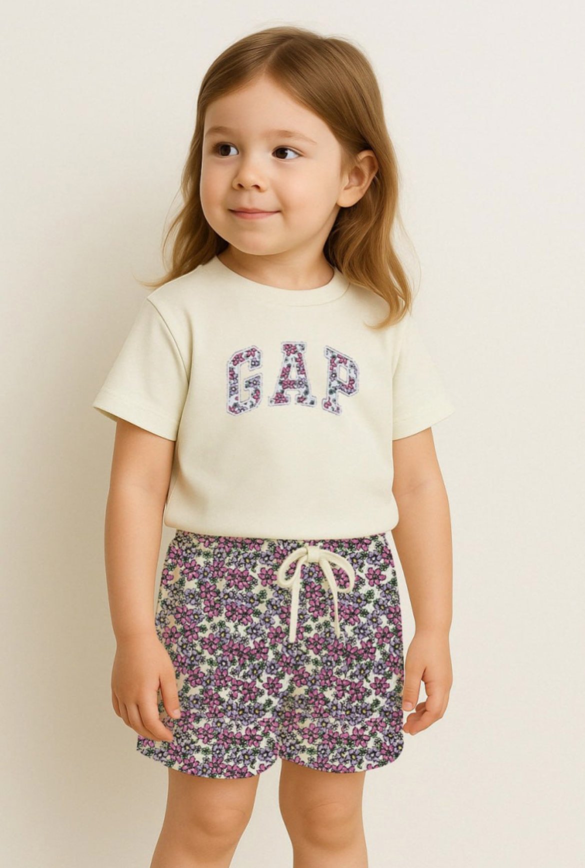 GAP ÇİÇEK DESENLİ ŞORTLU TAKIM