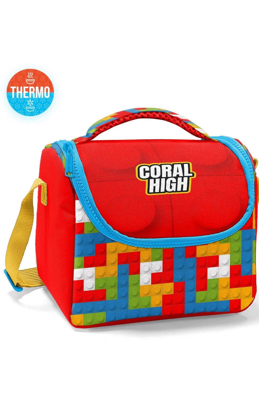 CORAL HİGH LEGO BLOK DESENLİ 3'LÜ OKUL ÇANTA SETİ