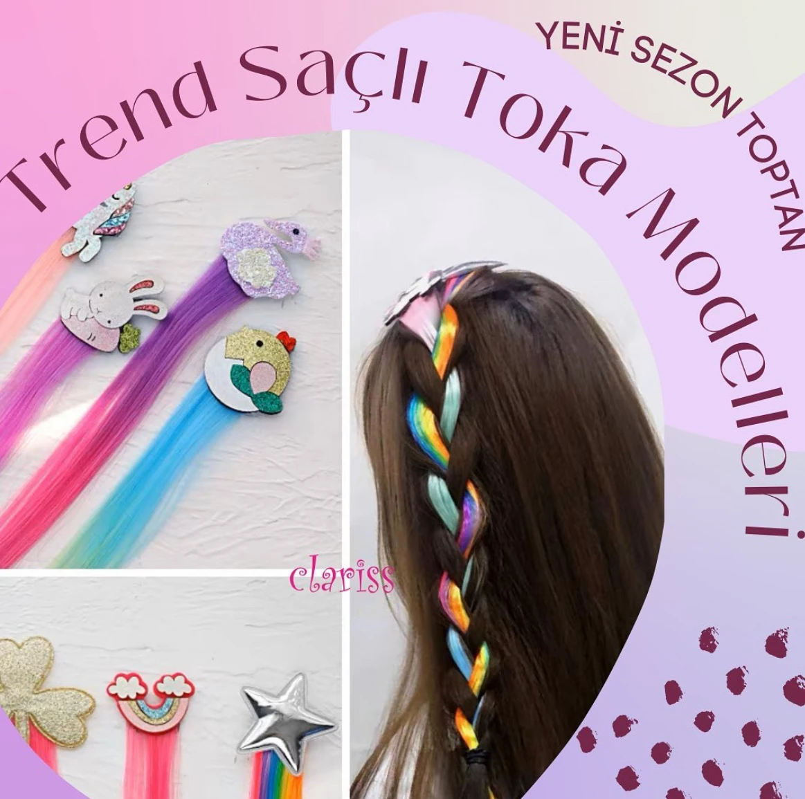 Unicorn Saçlı Pens Toka