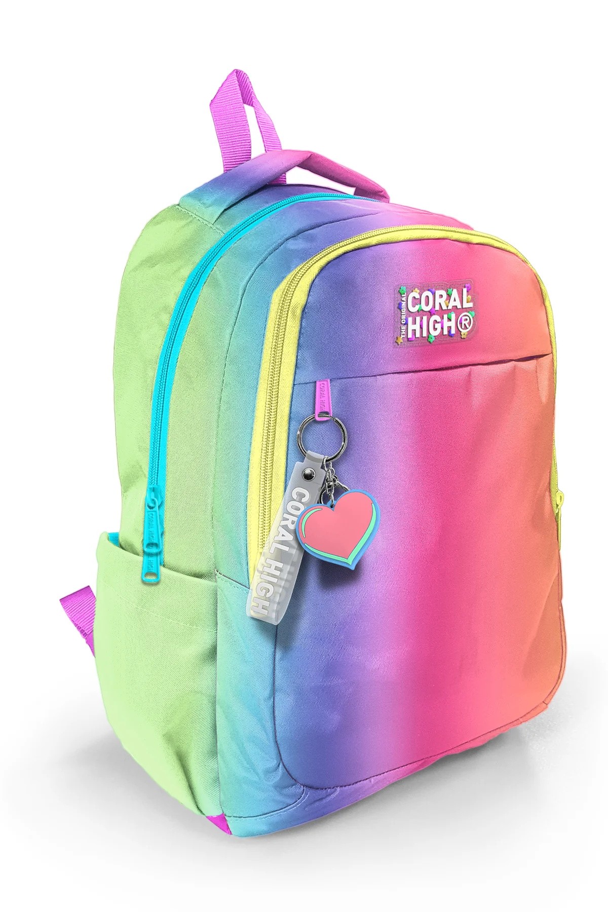 CORAL HİGH RENK ÇİZGİLİ 3'LÜ OKUL ÇANTA SETİ