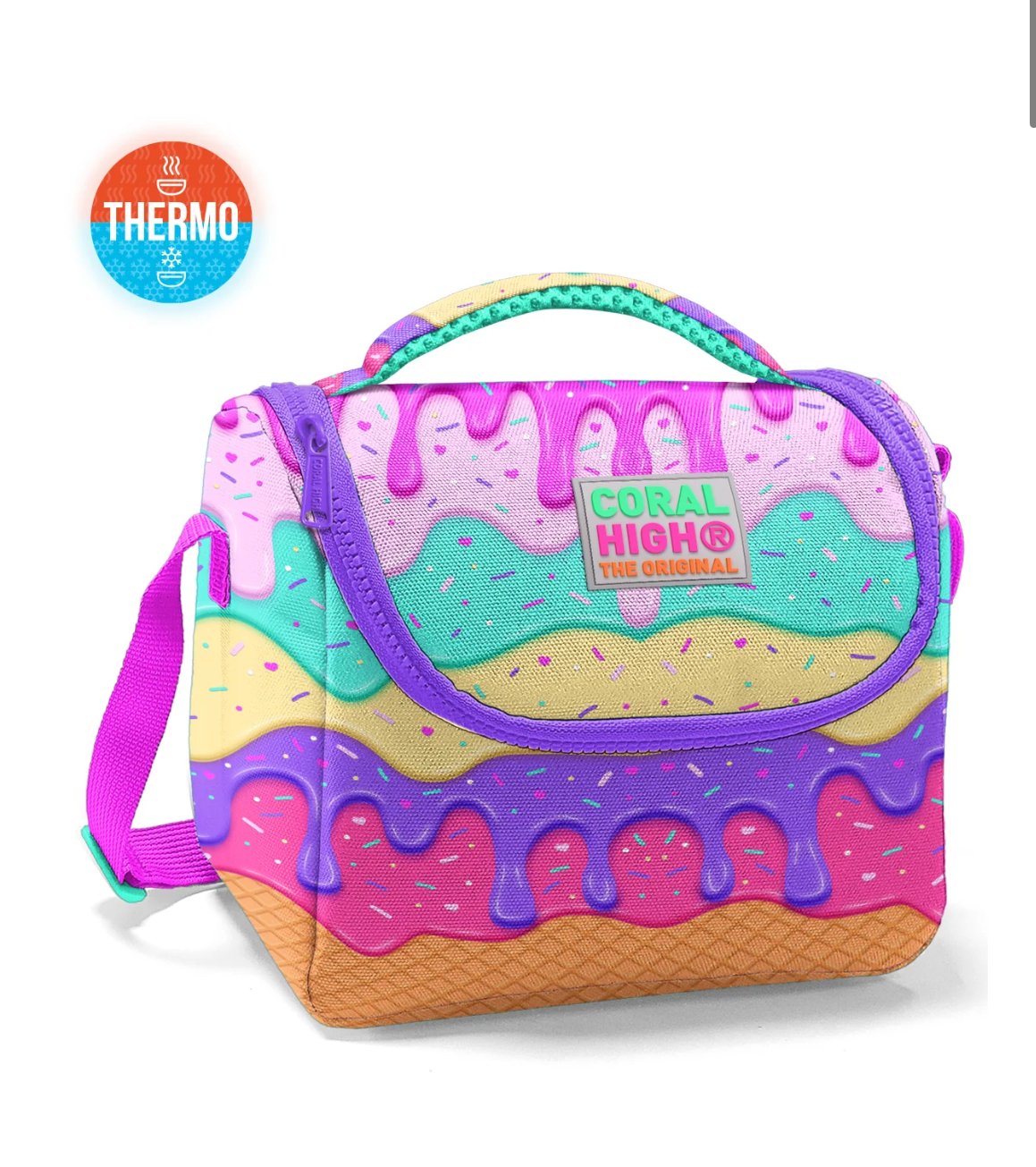 CORAL HİGH PEMBE DONDURMA DESENLİ 3'LÜ OKUL ÇANTA SETİ