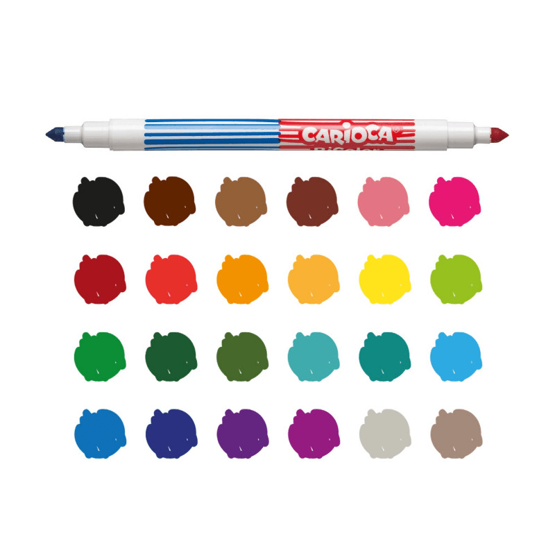 CARİOCA BİCOLOR YIKANABİLİR ÇİFT UÇLU KEÇELİ BOYA KALEMİ 6'LI