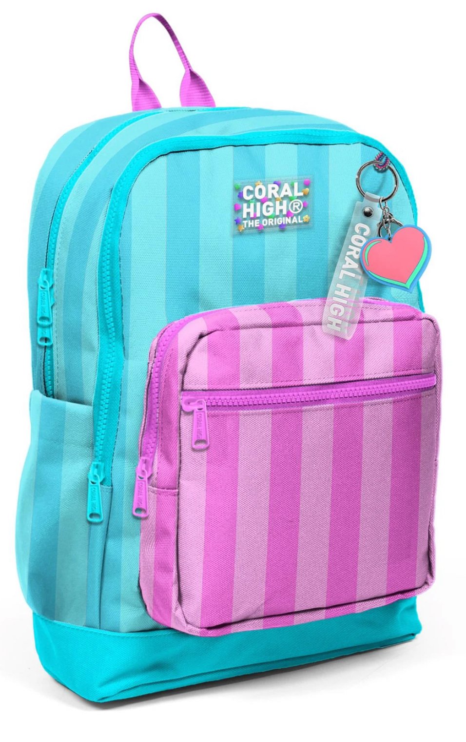 CORAL HİGH TURKUAZ PEMBE ÇİZGİLİ 3'LÜ OKUL ÇANTA SETİ