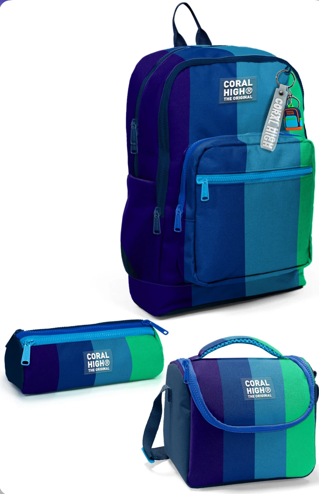 Coral High Mavi Çizgili 3’lü Okul Çanta Seti