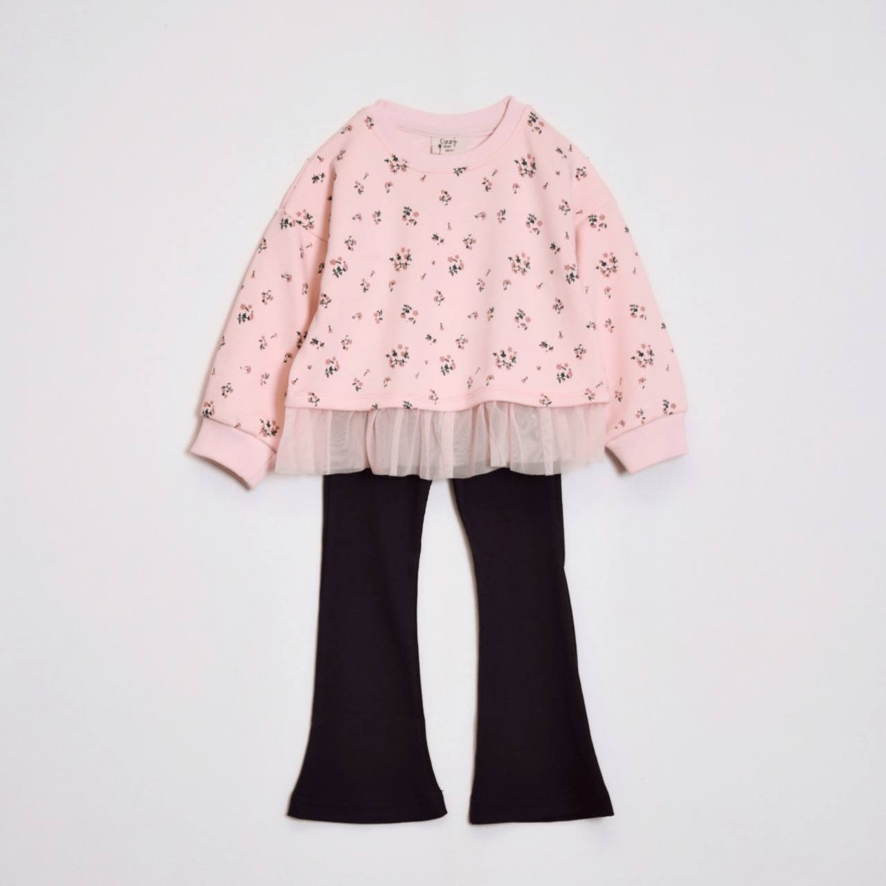 PEMBE TÜL DETAY SWEATSHİRT TAYT TAKIM