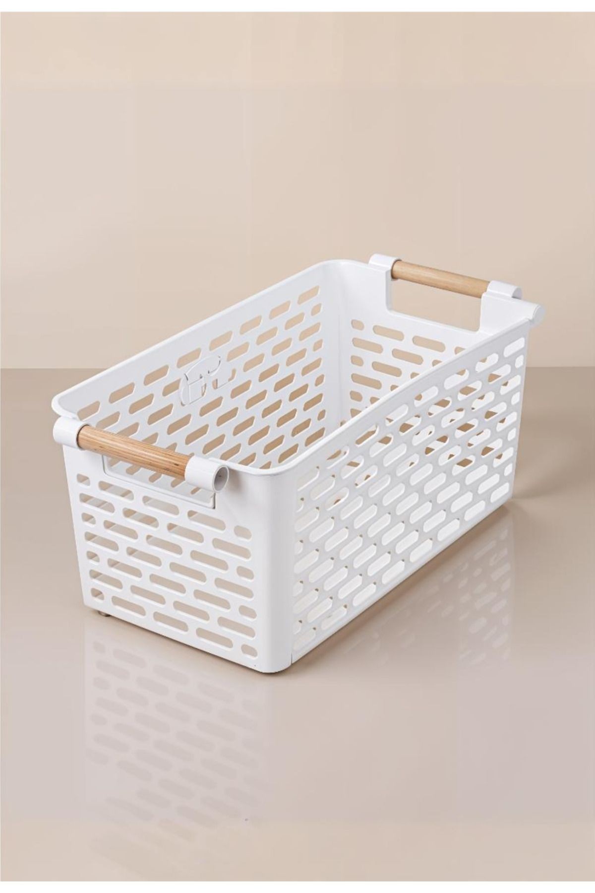 Çok Amaçlı Şık Organizer Plastik Sepet, Buzdolabı ve Banyo Organizer, 5lt, 27x15x12cm, Beyaz image