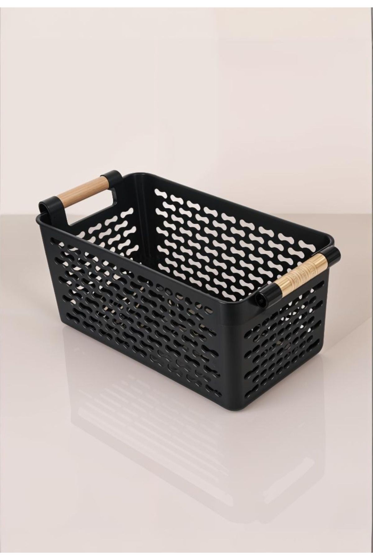 2'li Set Çok Amaçlı Şık Organizer Plastik Sepet, Buzdolabı ve Banyo Organizer, 27x15x12cm, Siyah