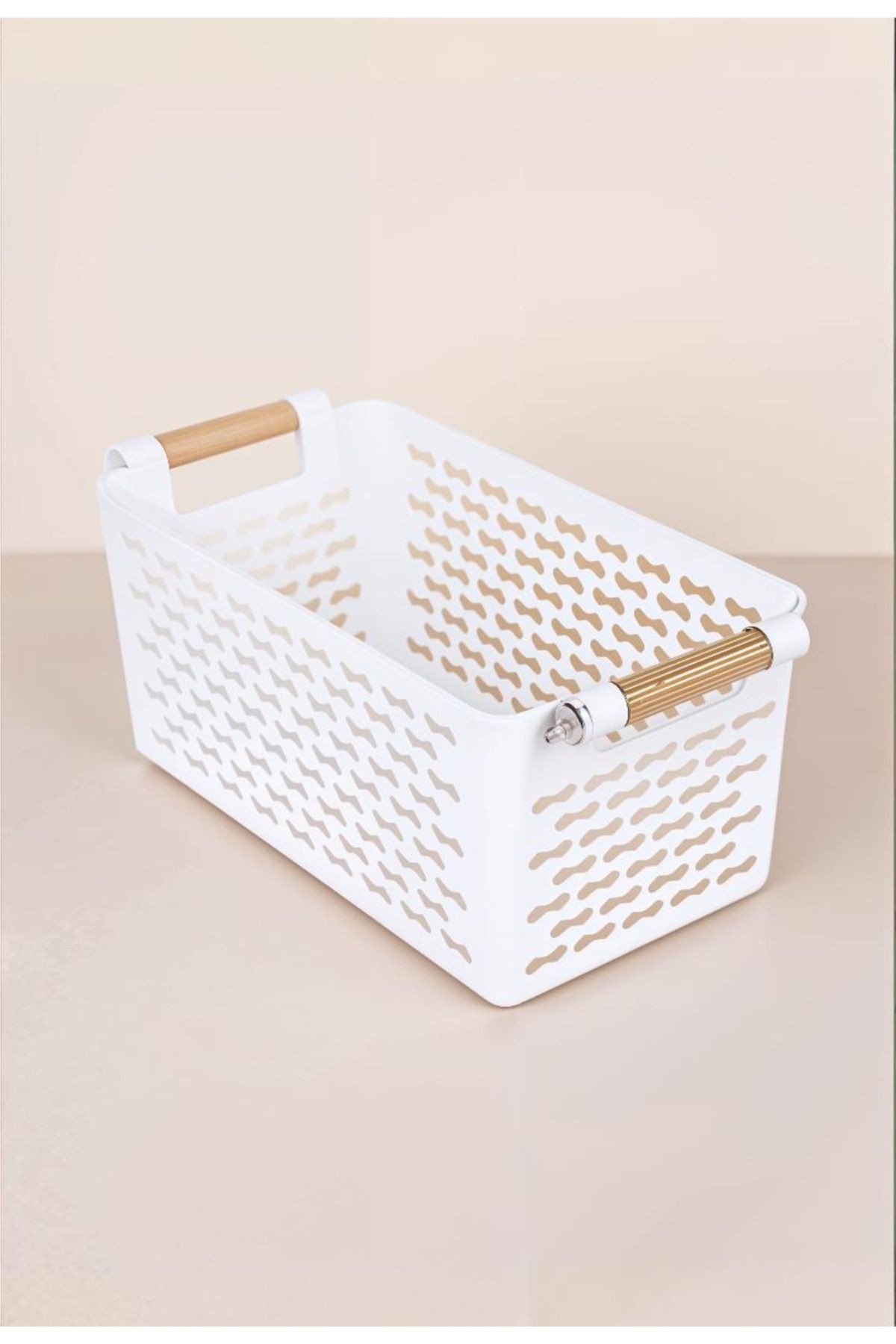 Çok Amaçlı Şık Organizer Plastik Sepet, Buzdolabı ve Banyo Organizer, 5lt, 27x15x12cm, Beyaz