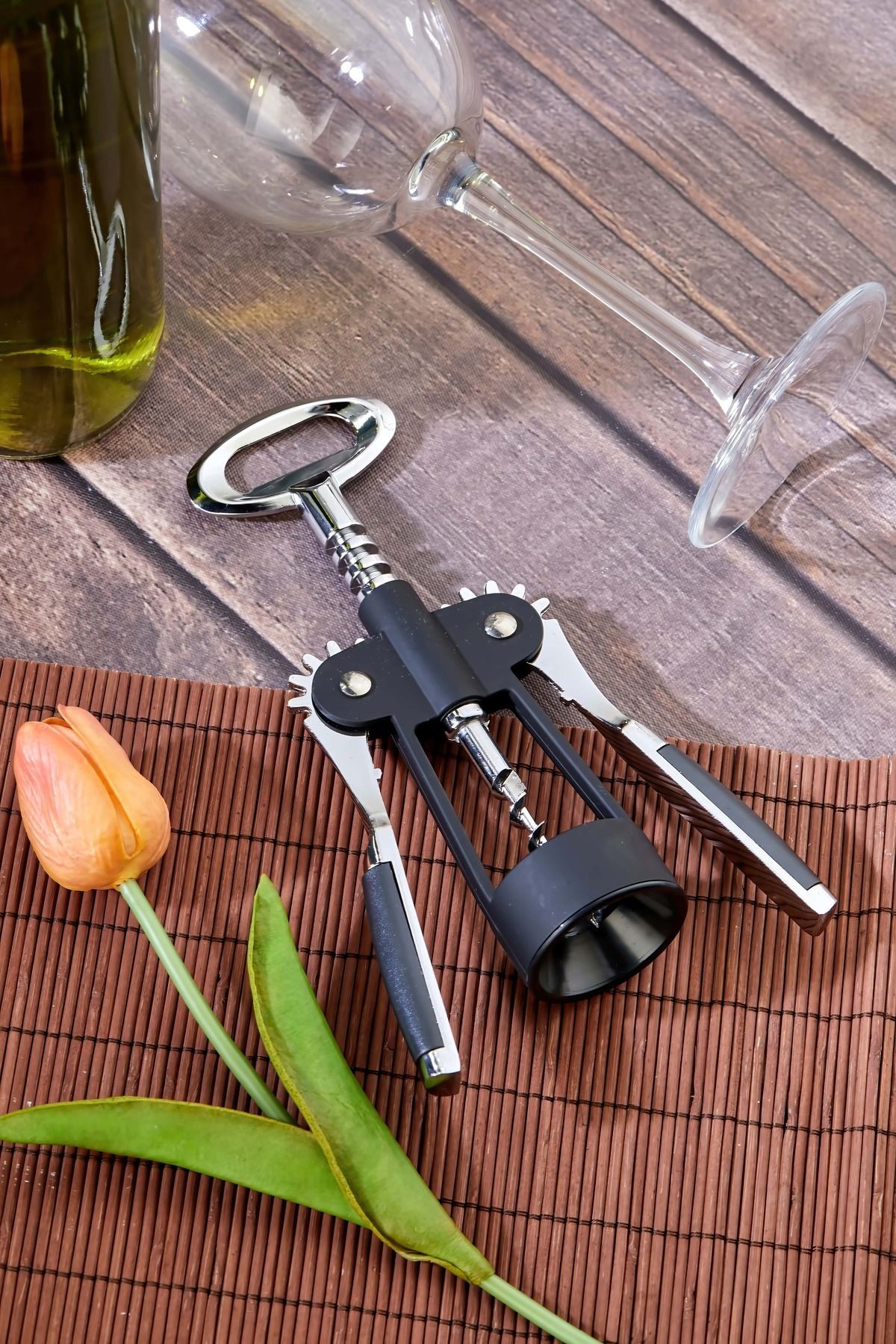 Premium Kanatlı Tirbuşon Seti Garson Tipi Mode Şarap Açacağı