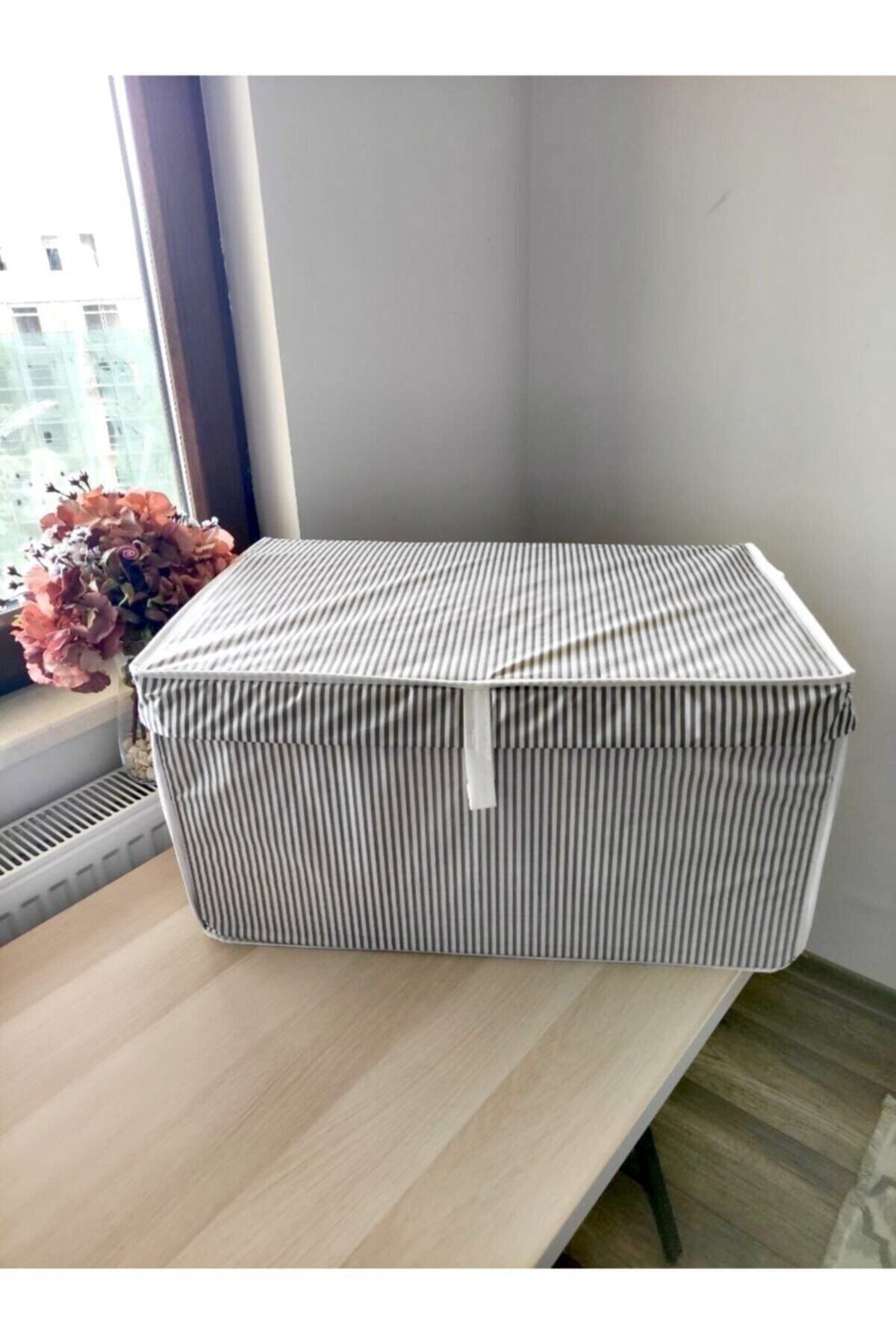Kapaklı Çok Amaçlı (çamaşır-saklama-düzenleme Vb.) Hurç, Kutu 60x40x30 - Mega Boy Kutu - Gri