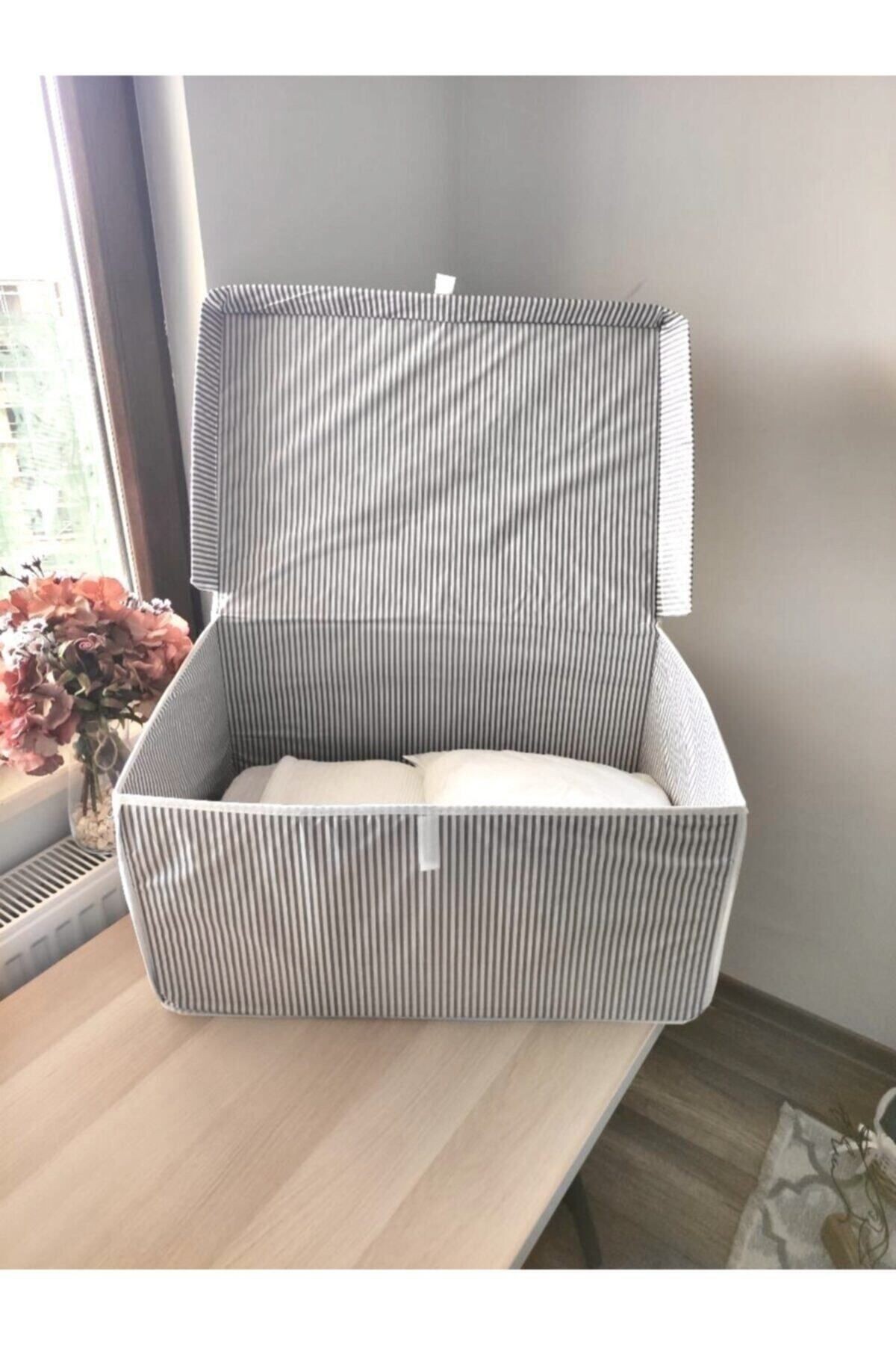 Kapaklı Çok Amaçlı (çamaşır-saklama-düzenleme Vb.) Hurç, Kutu 60x40x30 - Mega Boy Kutu - Gri