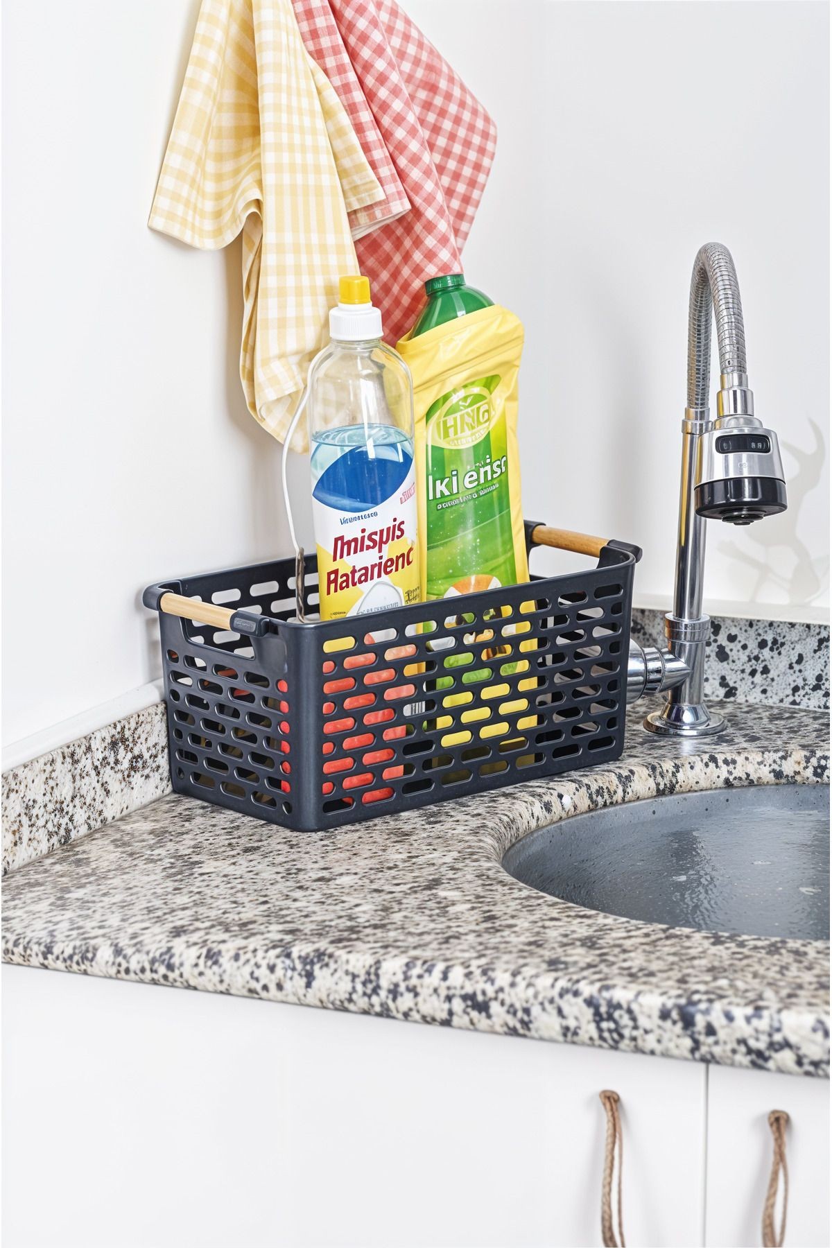 Çok Amaçlı Şık Organizer Plastik Sepet, Buzdolabı ve Banyo Organizer, 5lt, 27x15x12cm, Siyah