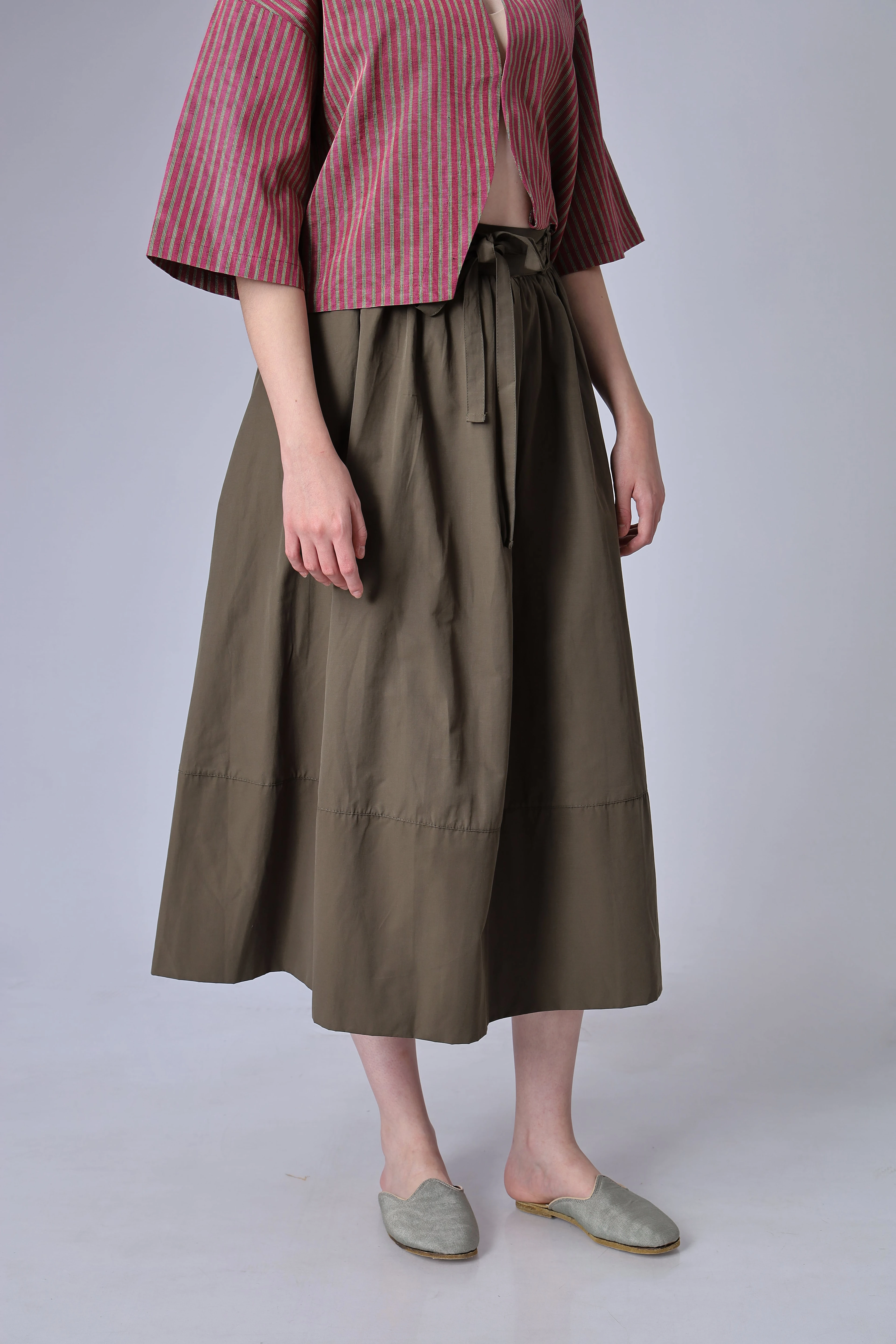 HAKİ KEMER DETAYLI KANVAS ETEK