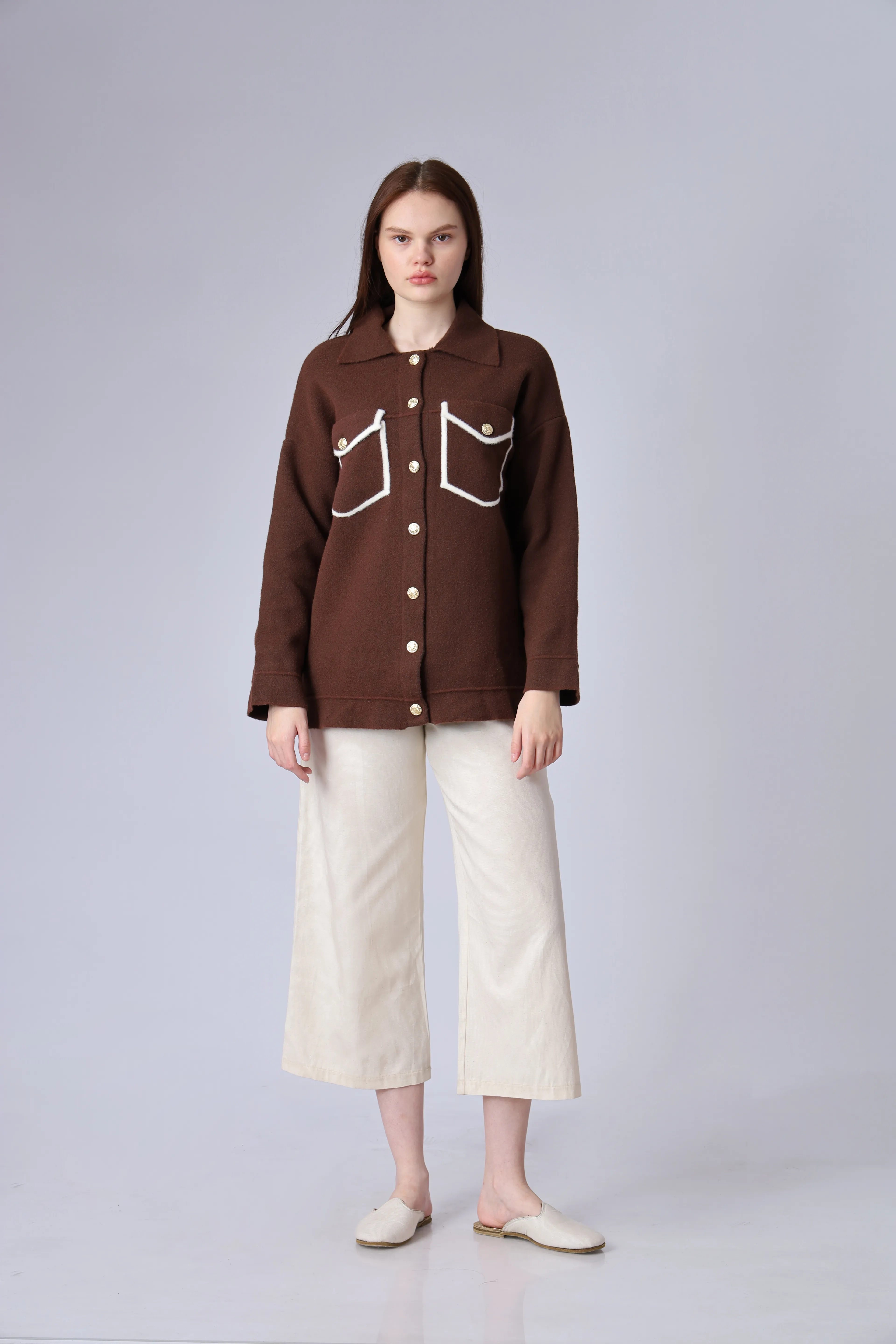 TRİKO CEKET KAHVERENGİ