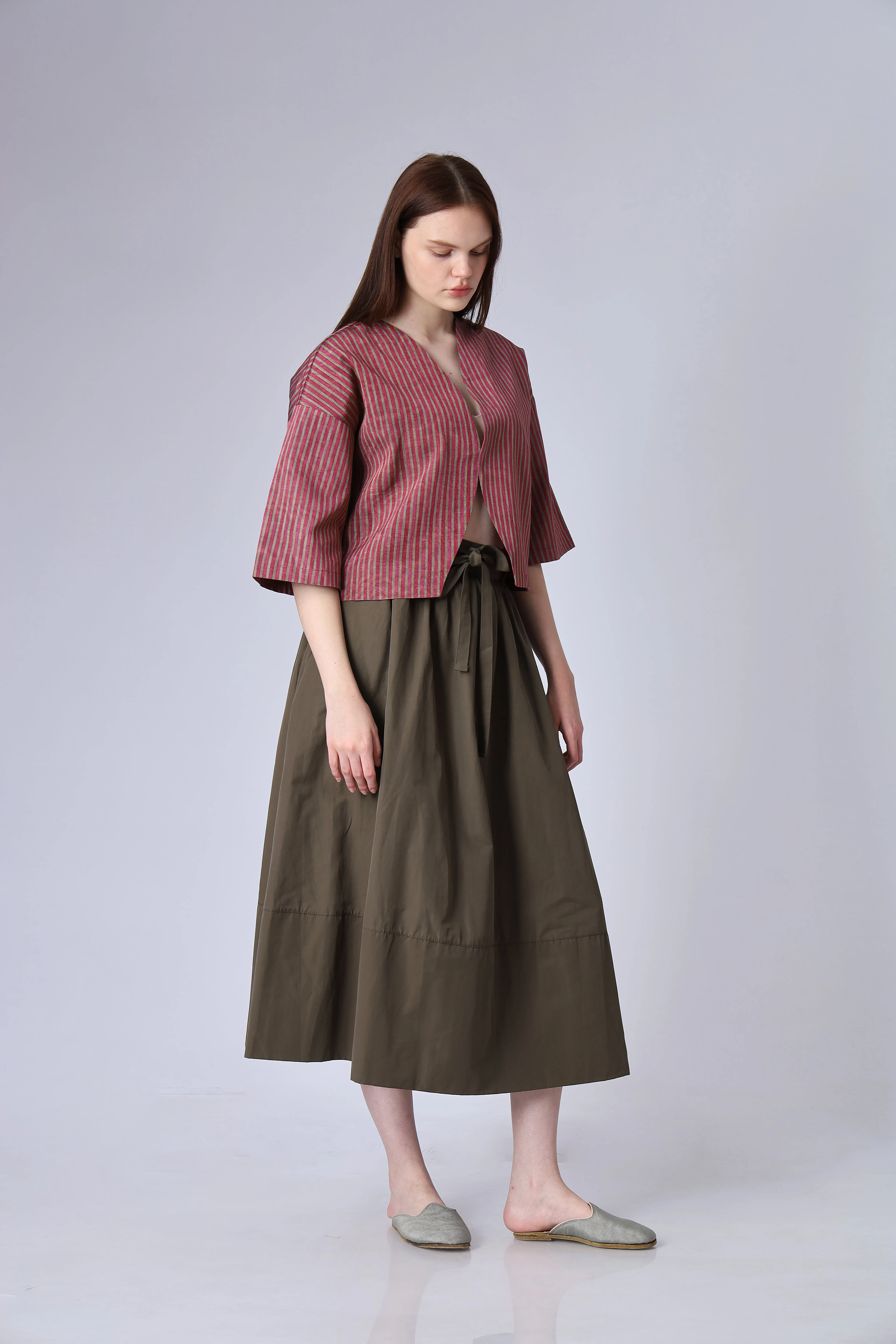 HAKİ KEMER DETAYLI KANVAS ETEK