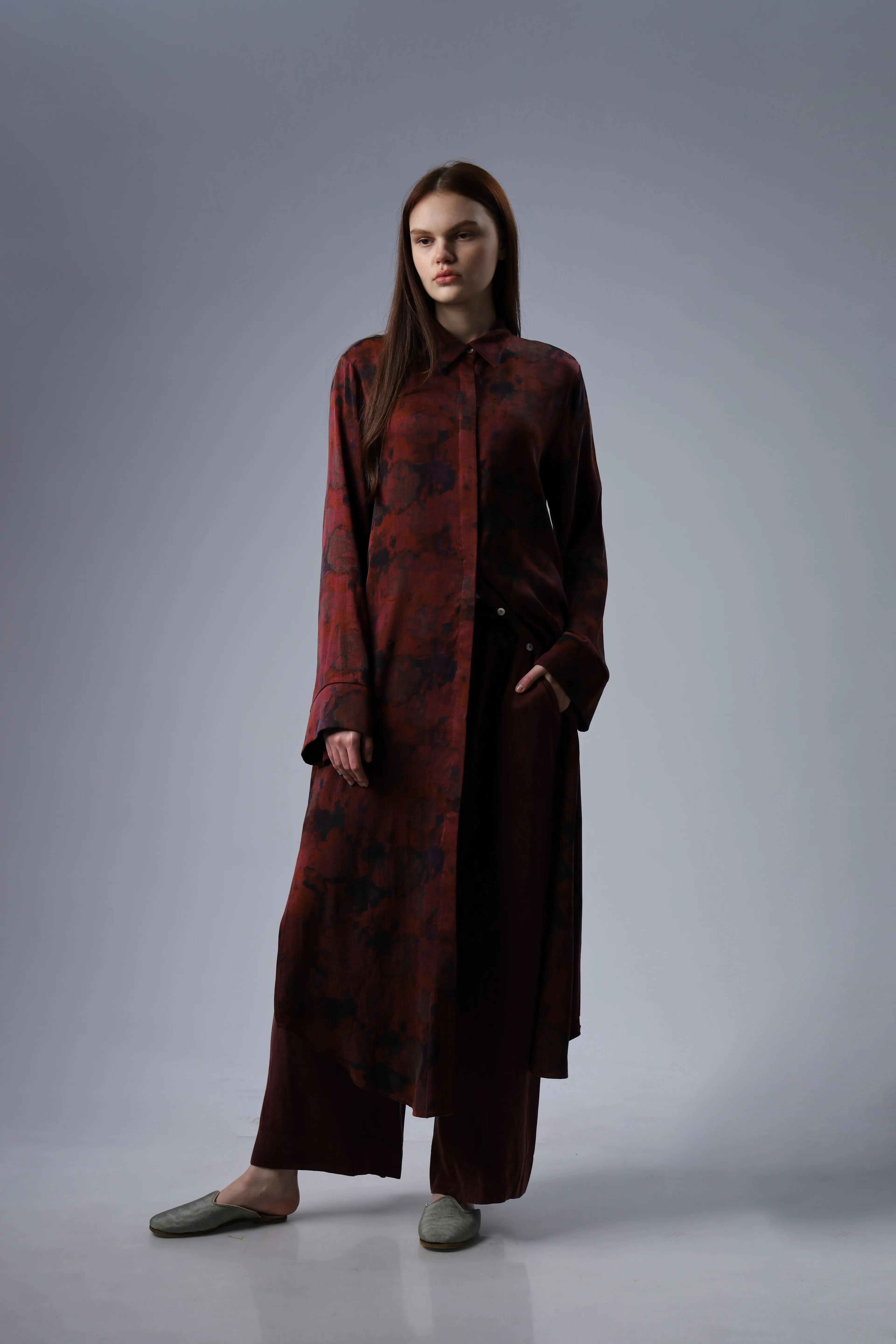 "Limited Edition Collection" DESENLİ İPEK CUPRA GÖMLEK ELBİSE (ÖN SİPARİŞ)