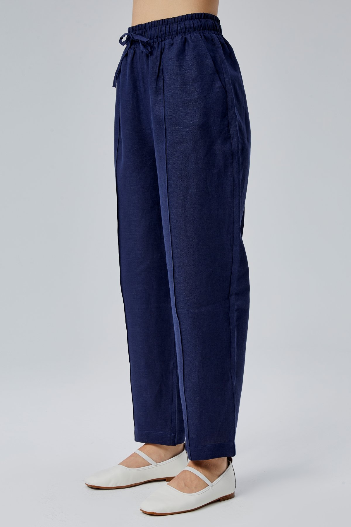 %100 KETEN LACİVERT PANTOLON