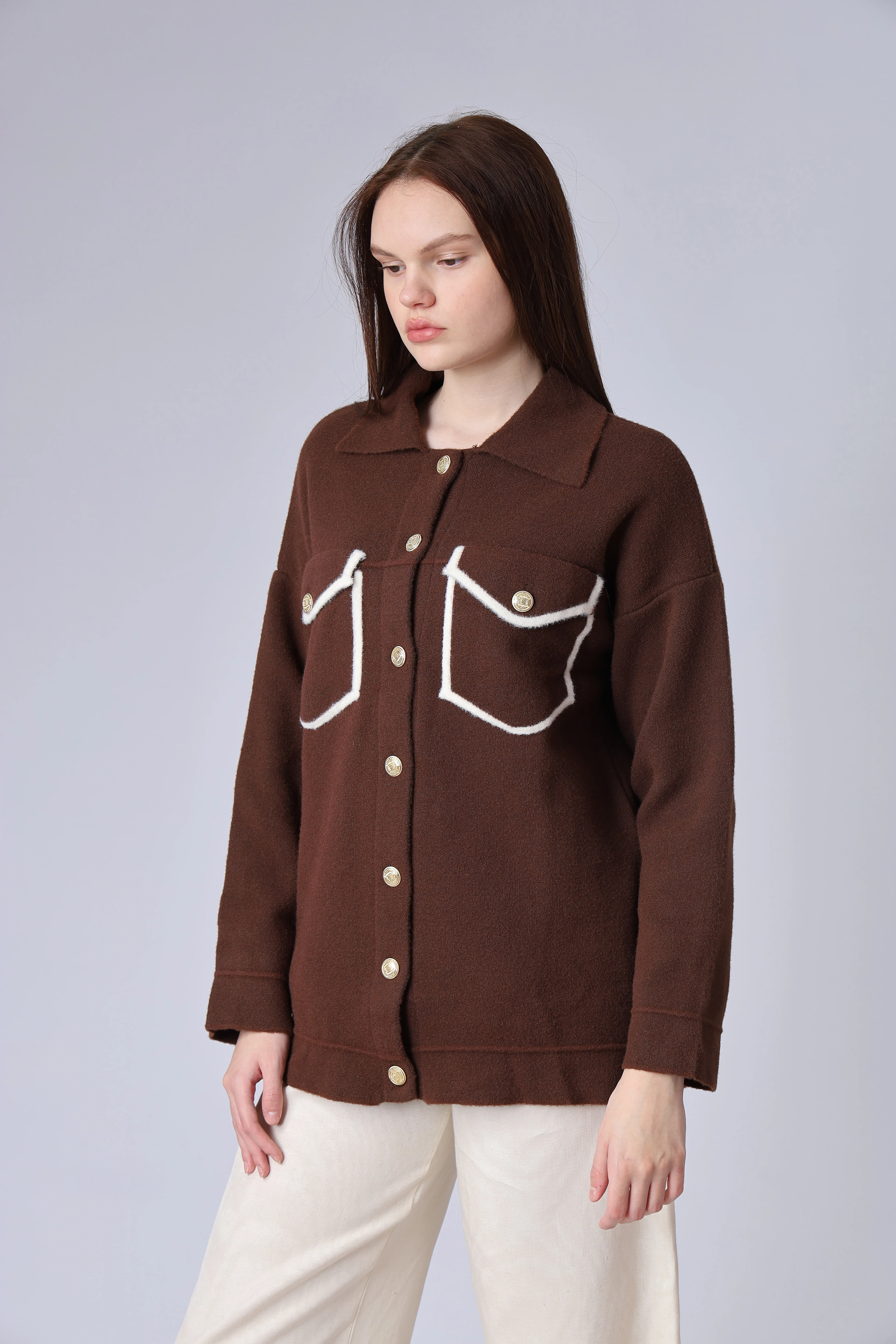 TRİKO CEKET KAHVERENGİ