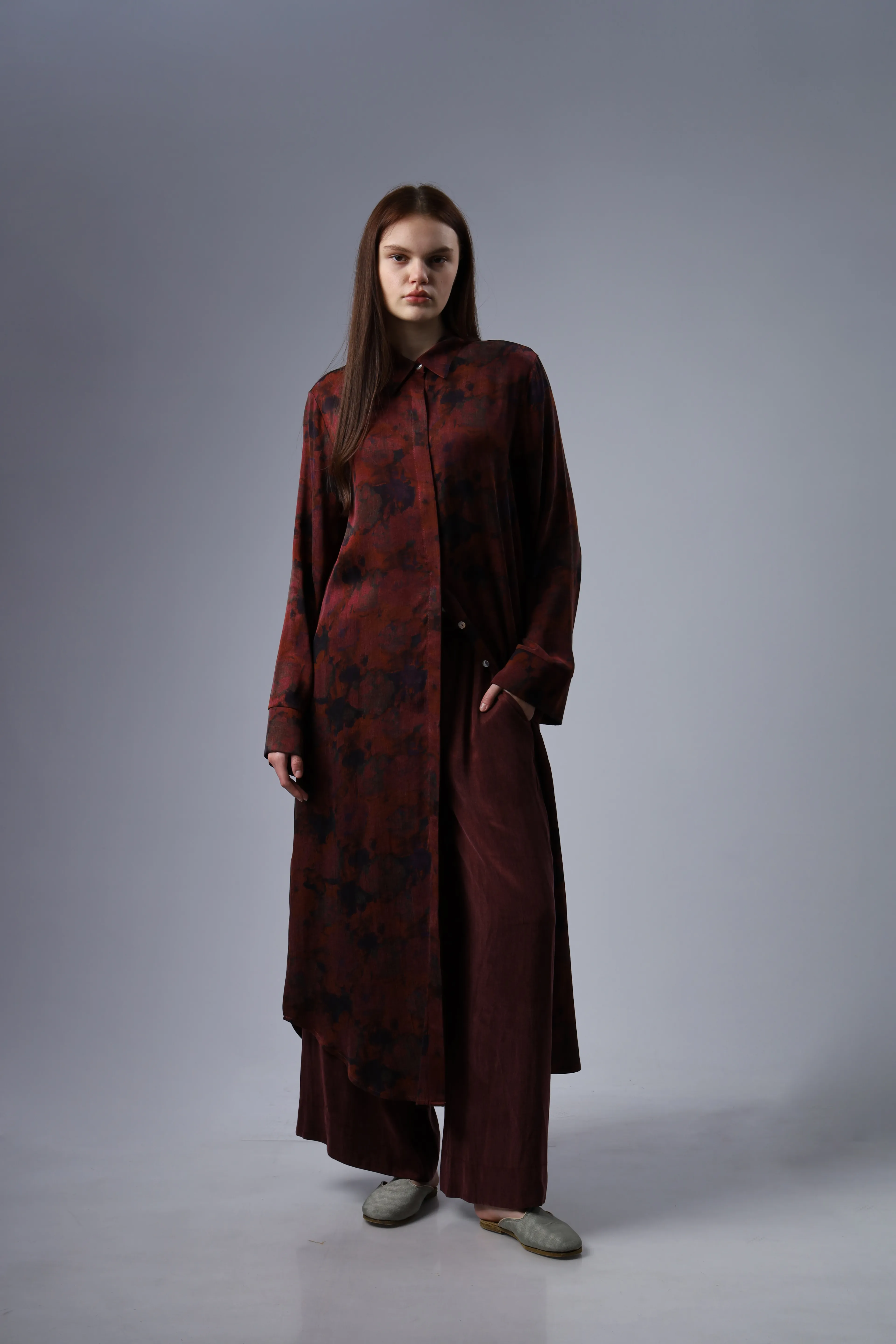 "Limited Edition Collection" DESENLİ İPEK CUPRA GÖMLEK ELBİSE (ÖN SİPARİŞ)