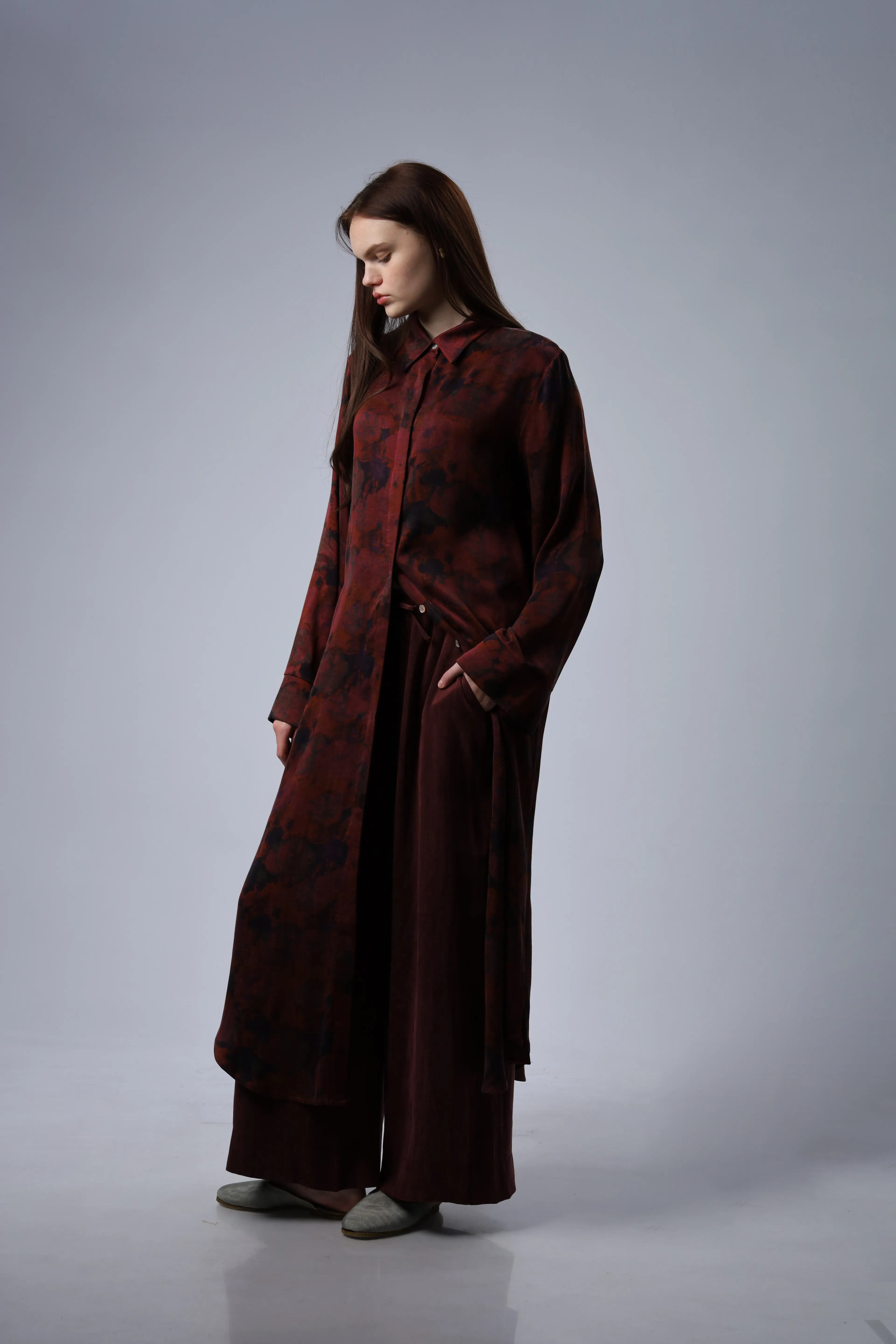 "Limited Edition Collection" DESENLİ İPEK CUPRA GÖMLEK ELBİSE (ÖN SİPARİŞ)