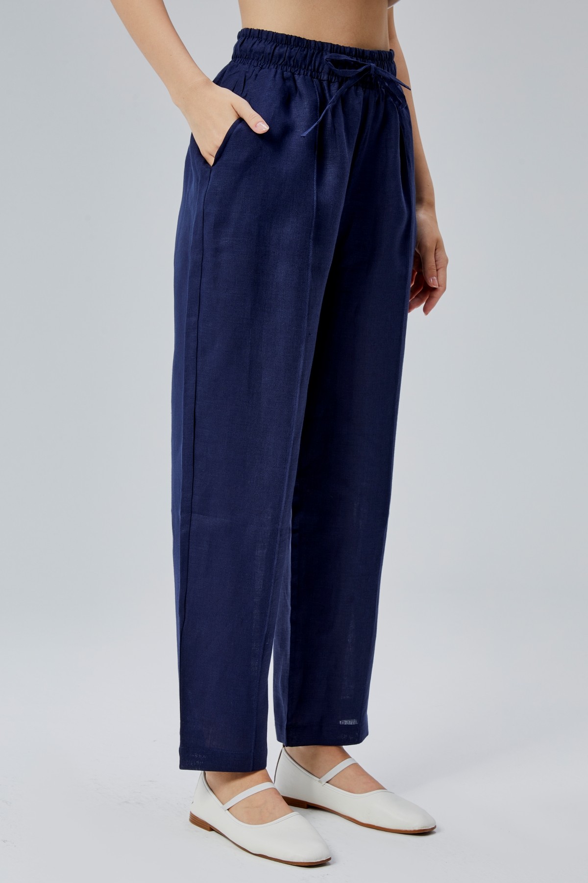 %100 KETEN LACİVERT PANTOLON