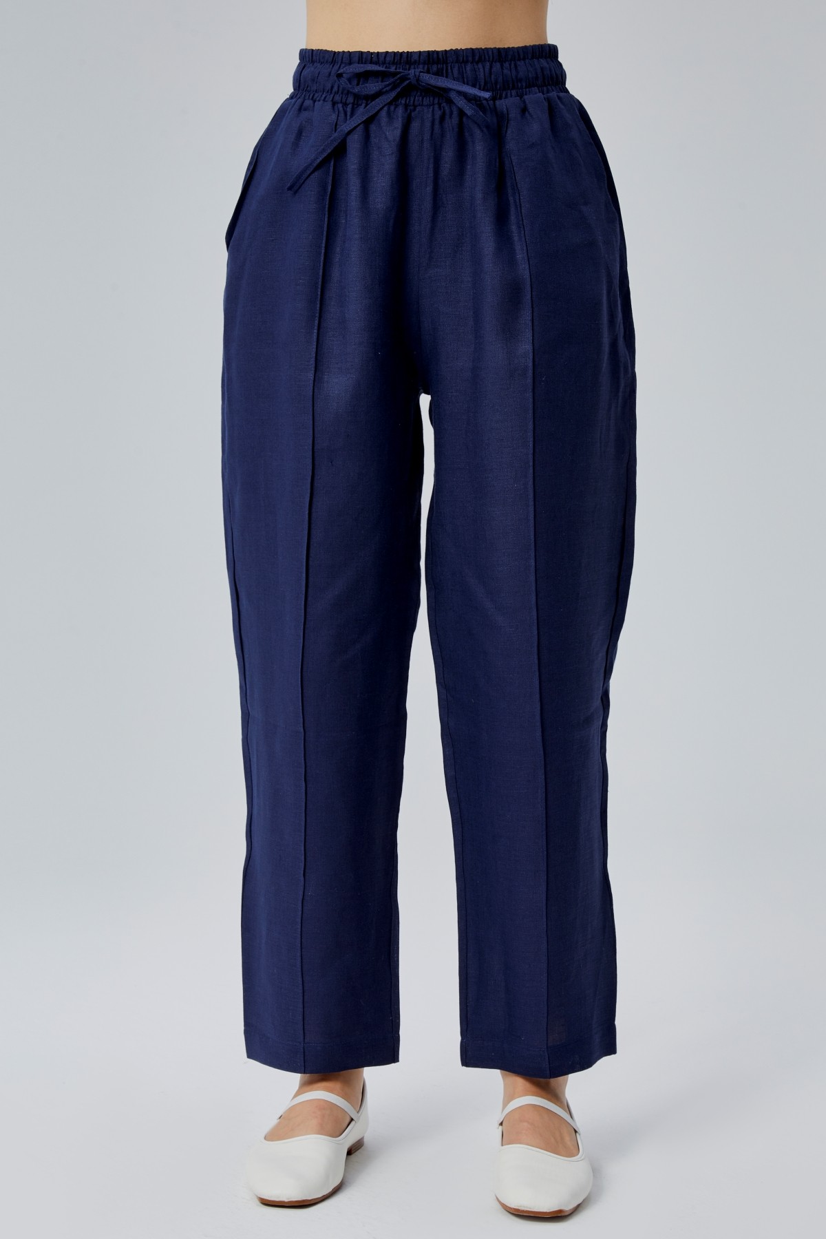 %100 KETEN LACİVERT PANTOLON