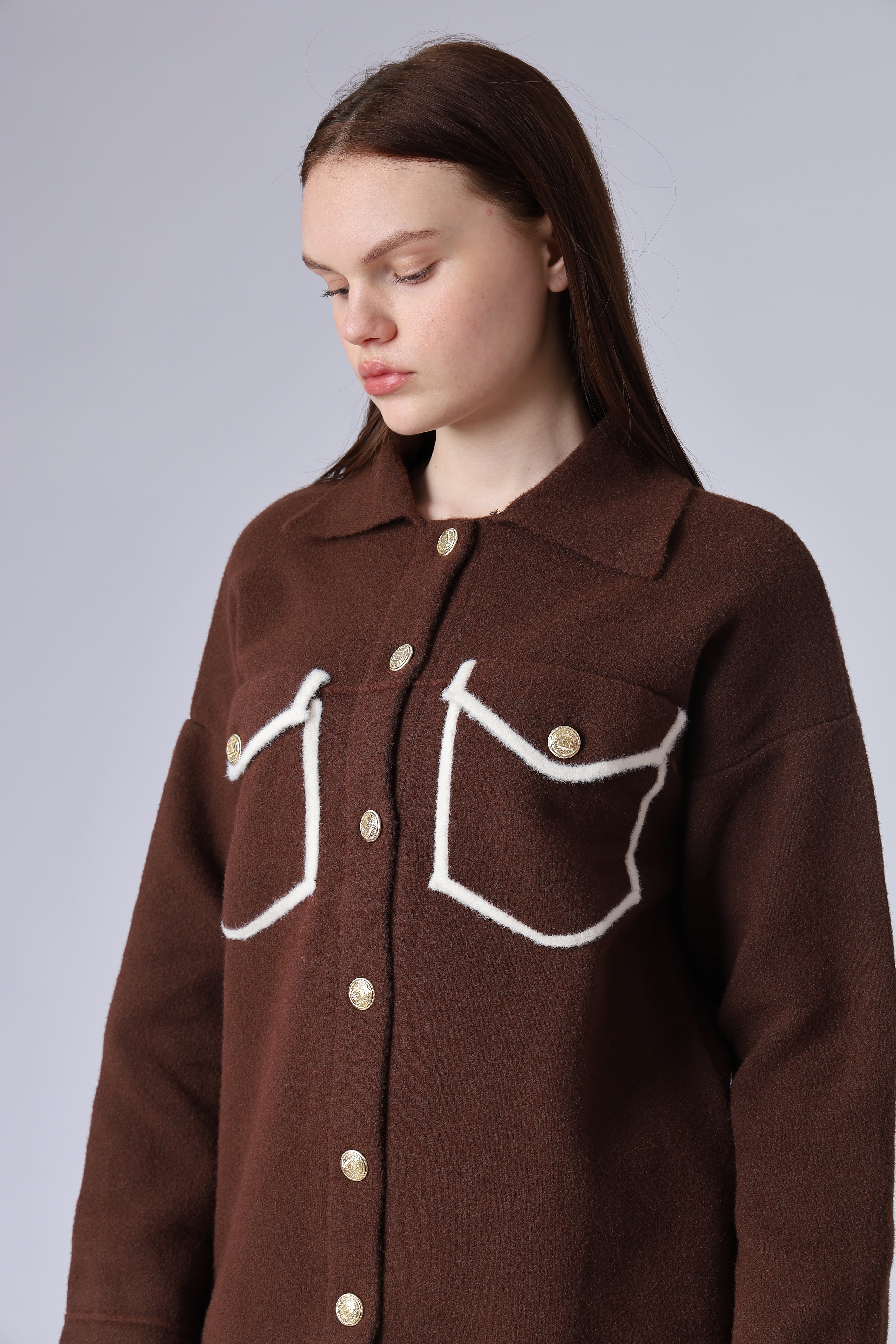 TRİKO CEKET KAHVERENGİ