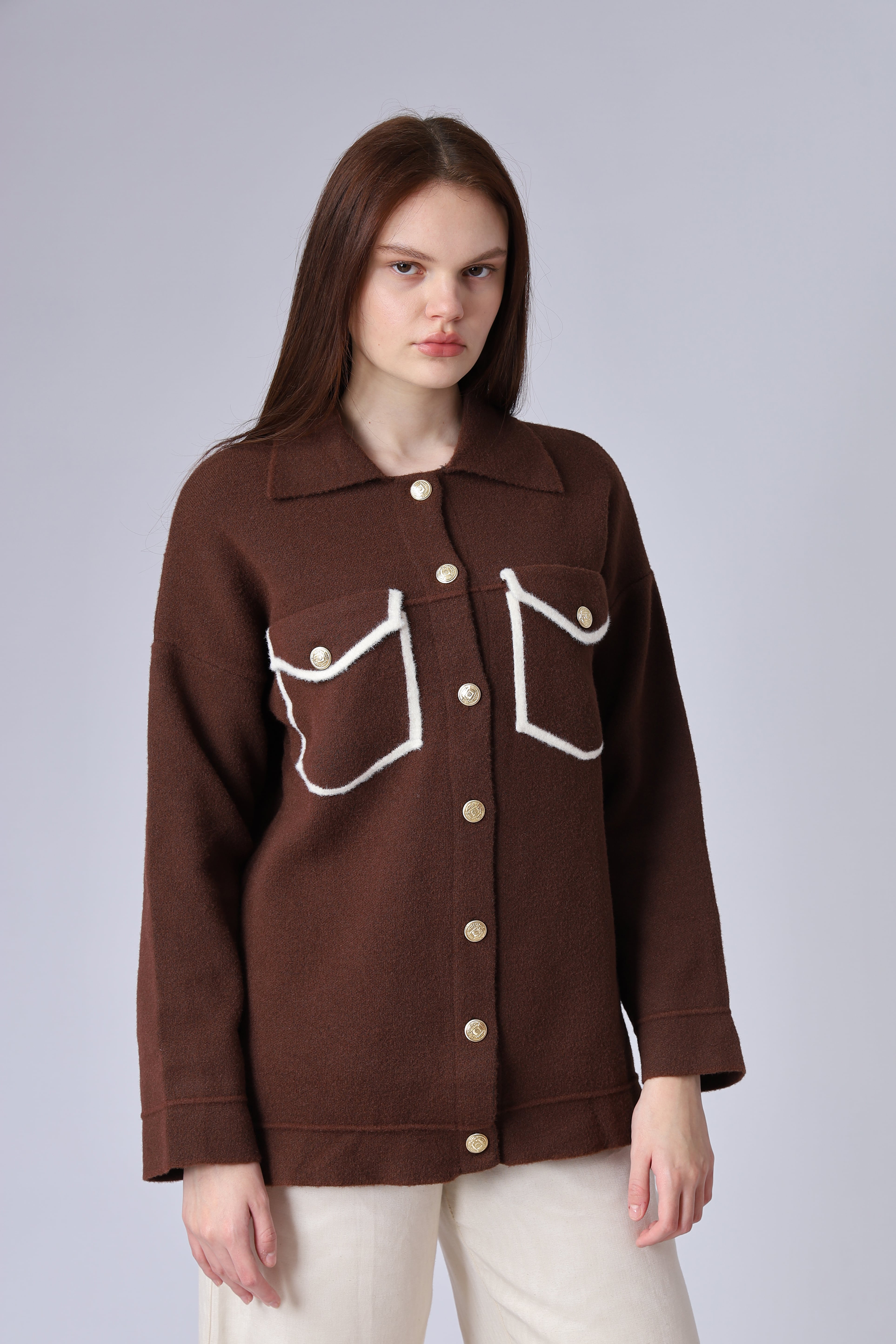 TRİKO CEKET KAHVERENGİ