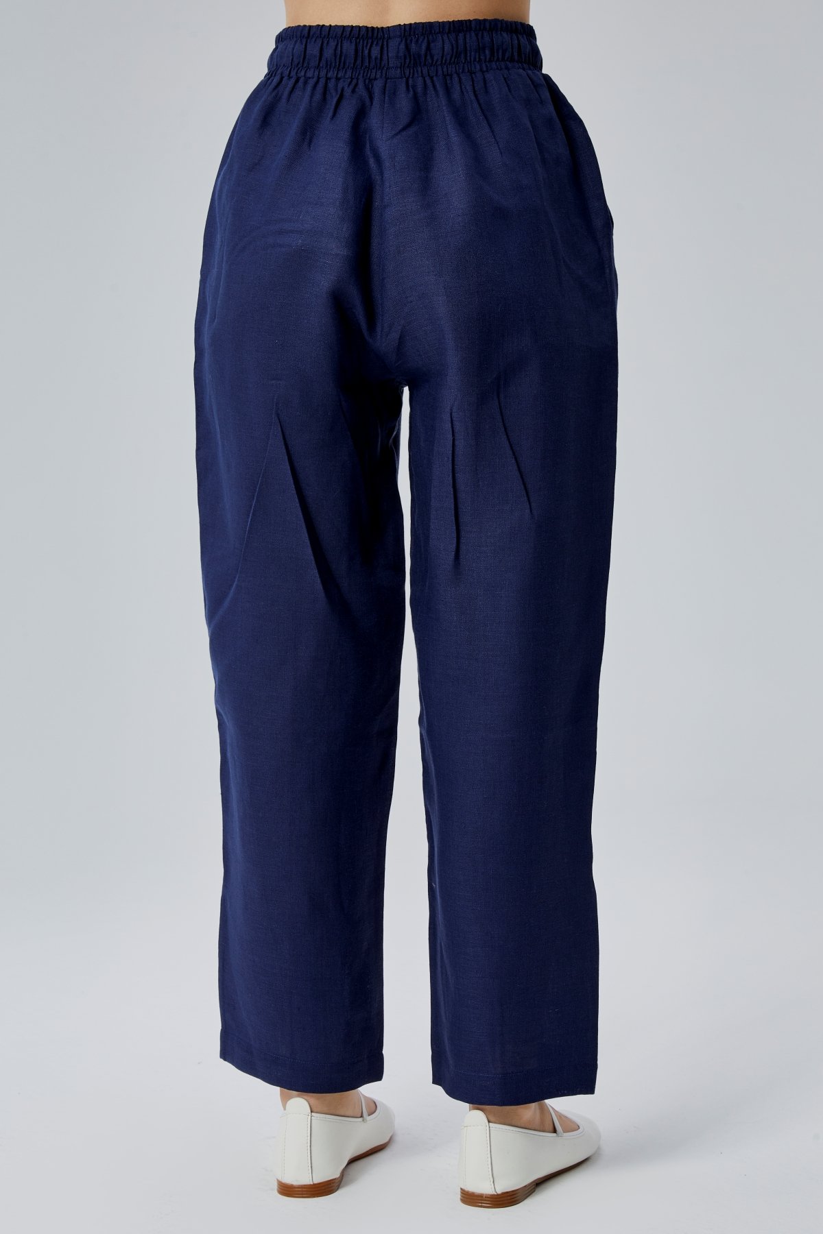%100 KETEN LACİVERT PANTOLON