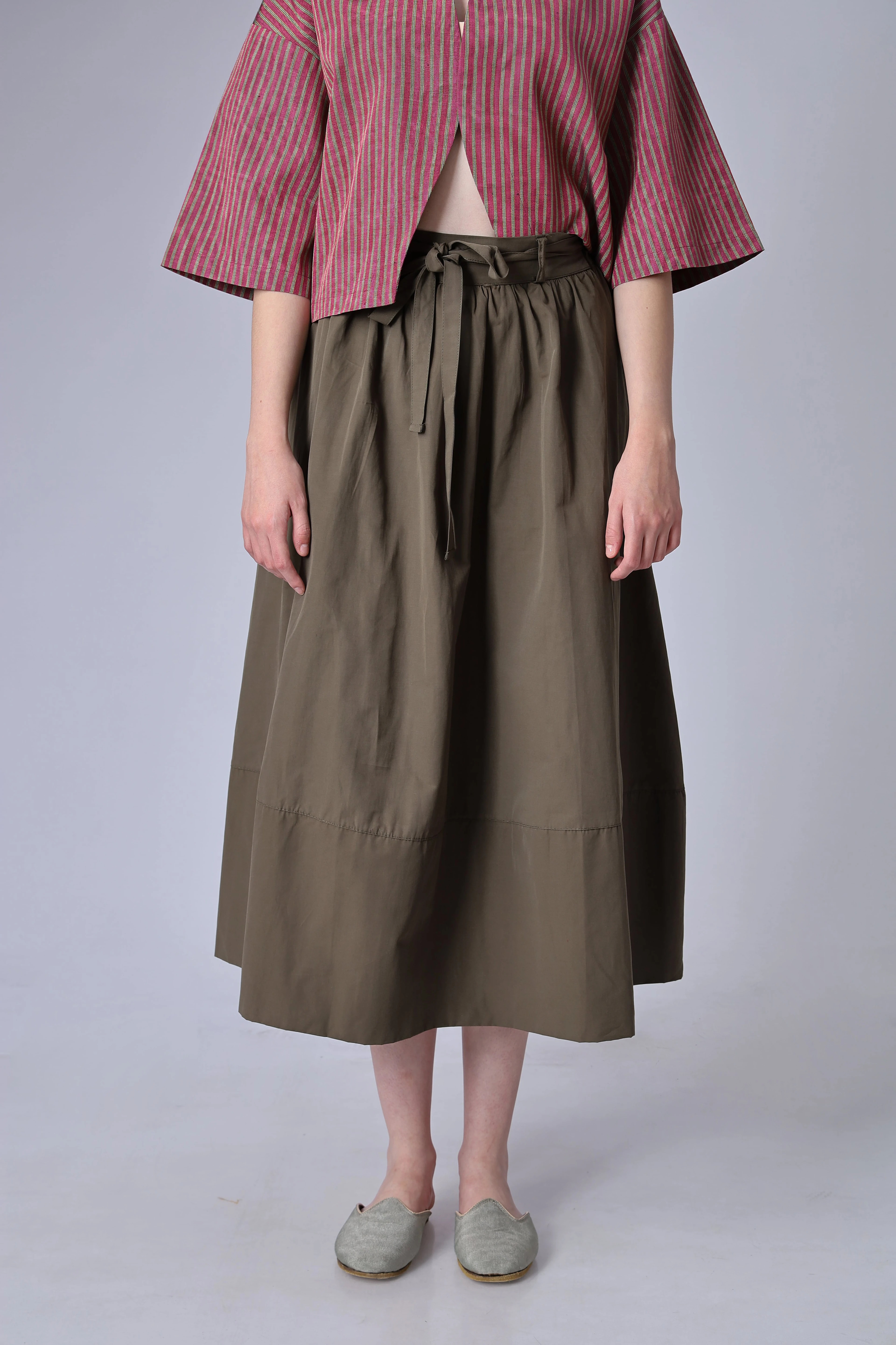 HAKİ KEMER DETAYLI KANVAS ETEK