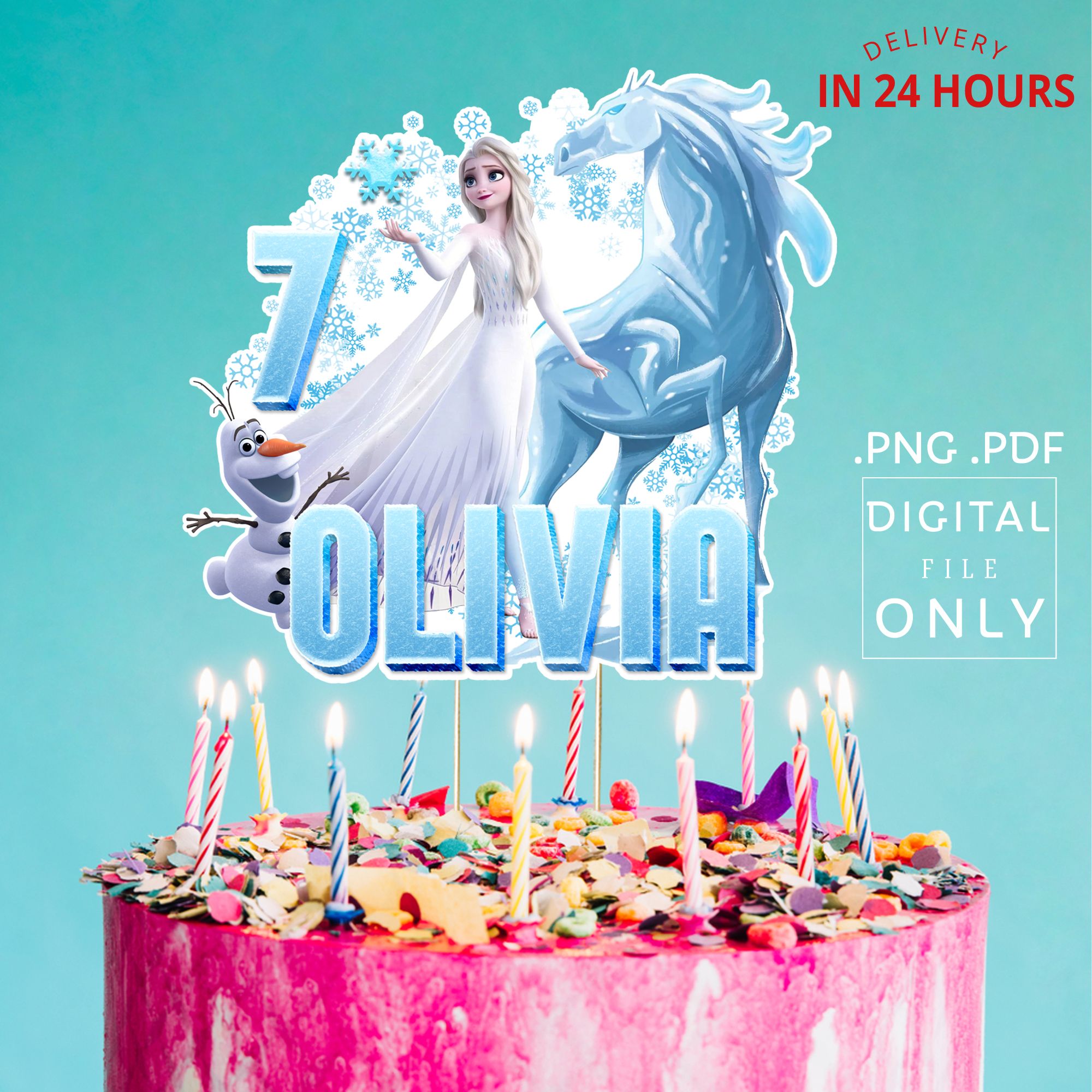 Printable Frozen Elsa Birthday Cake Topper