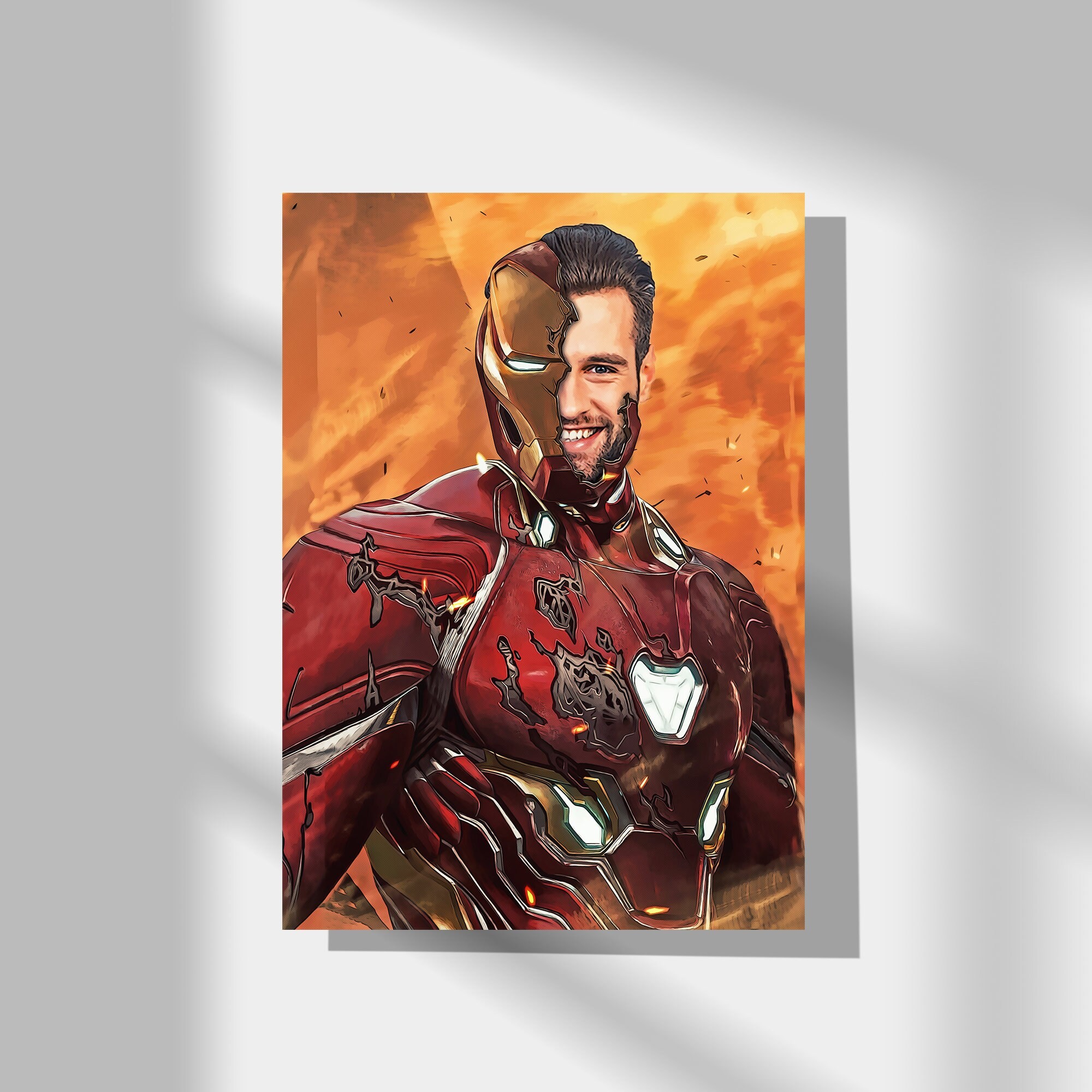 Iron Man Damaged Version Custom Portrait, Get Your Own Superhero Portrait from your photo, Digital File Only