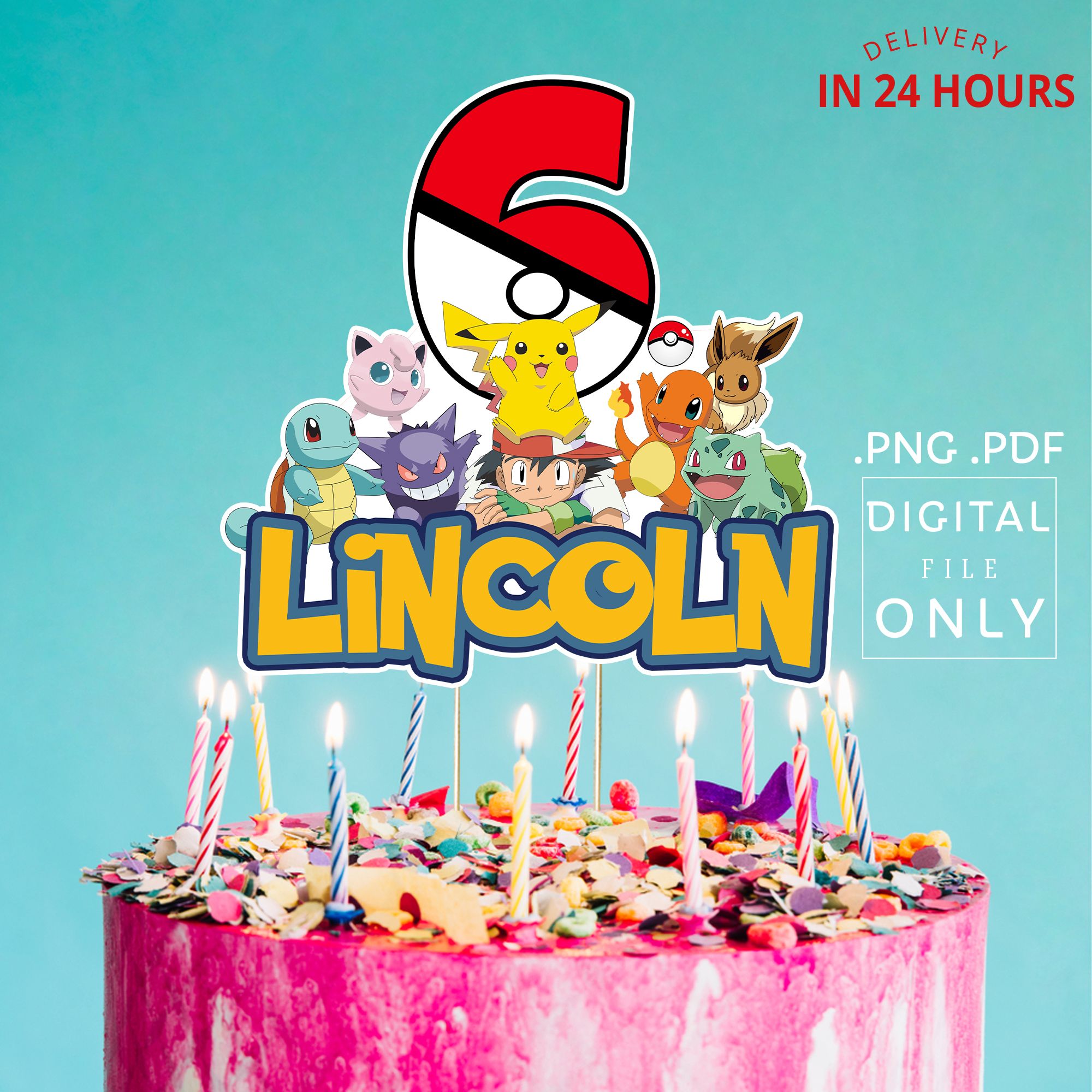 Printable Pokemon Birthday Cake Topper