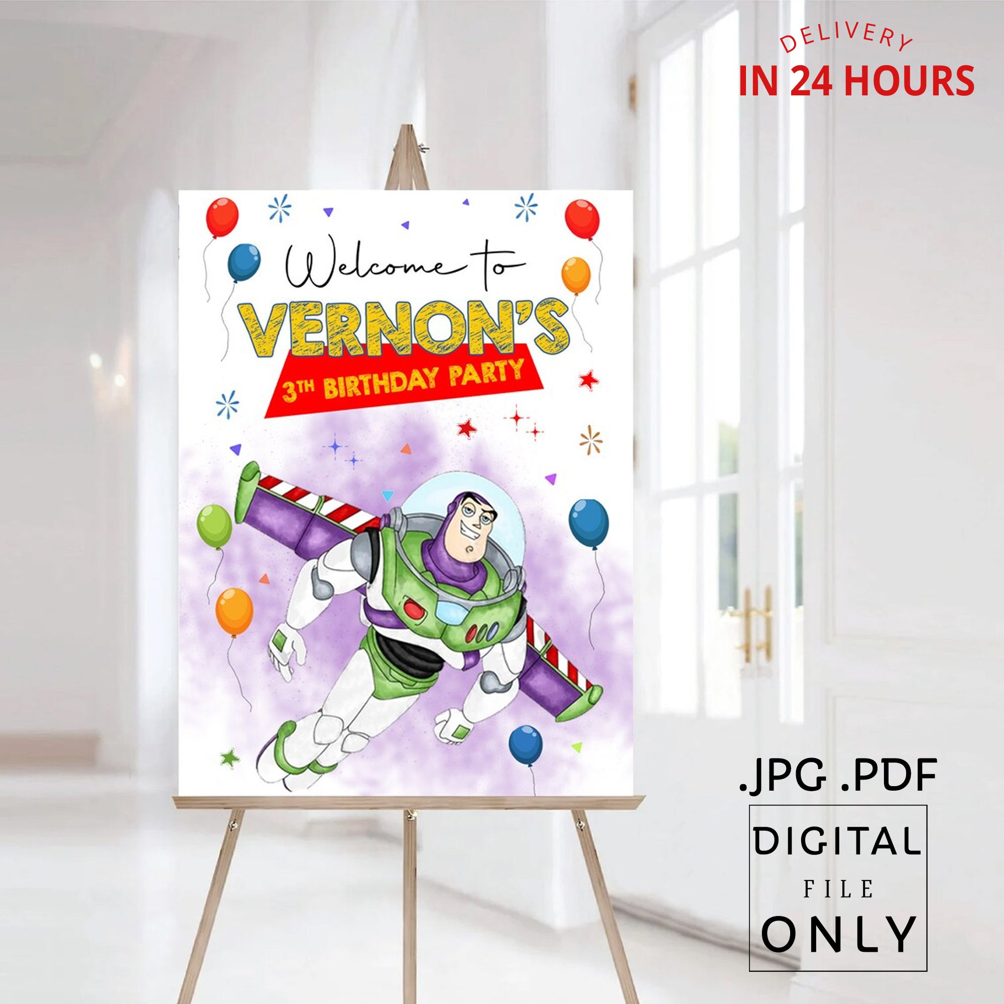 Toy Story Buzz Lightyear Birthday Welcome Sign Digital File