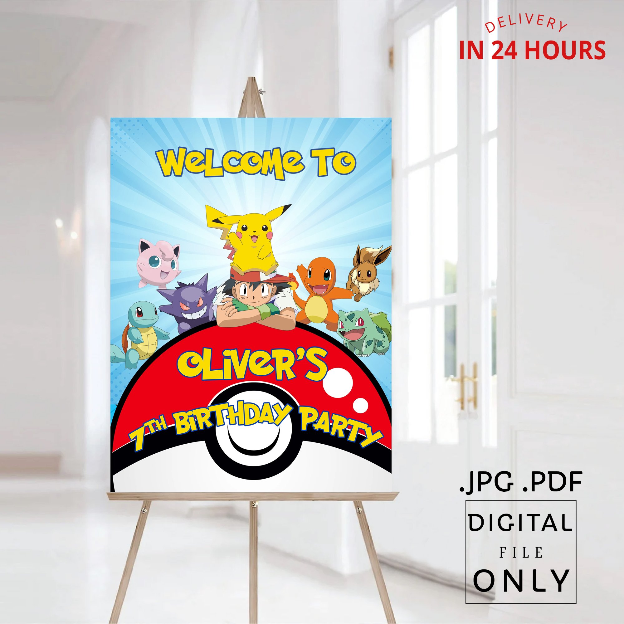 Pokemon Theme Birthday Welcome Sign Digital File