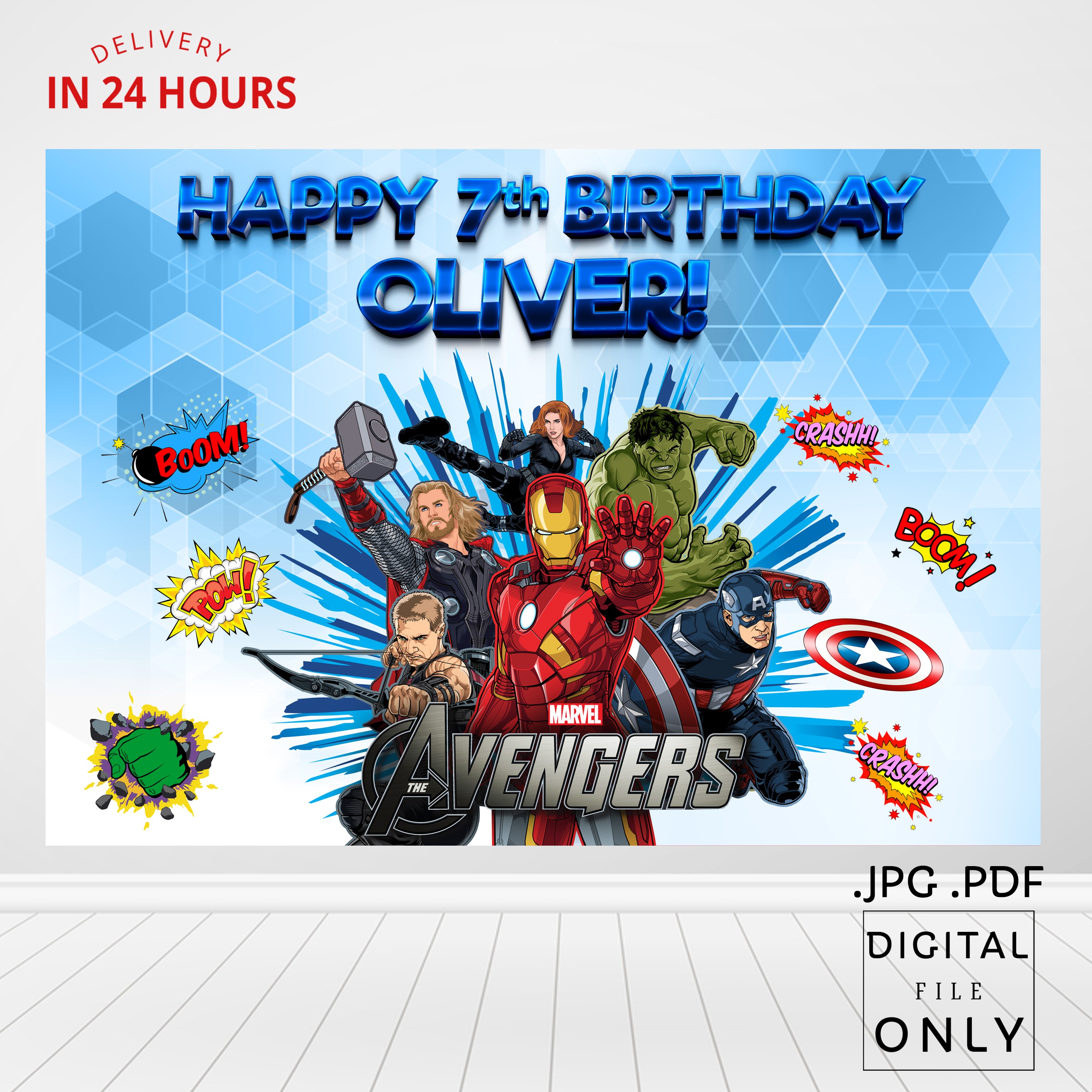 Avengers Birthday Backdrop, Avengers Birthday Banner