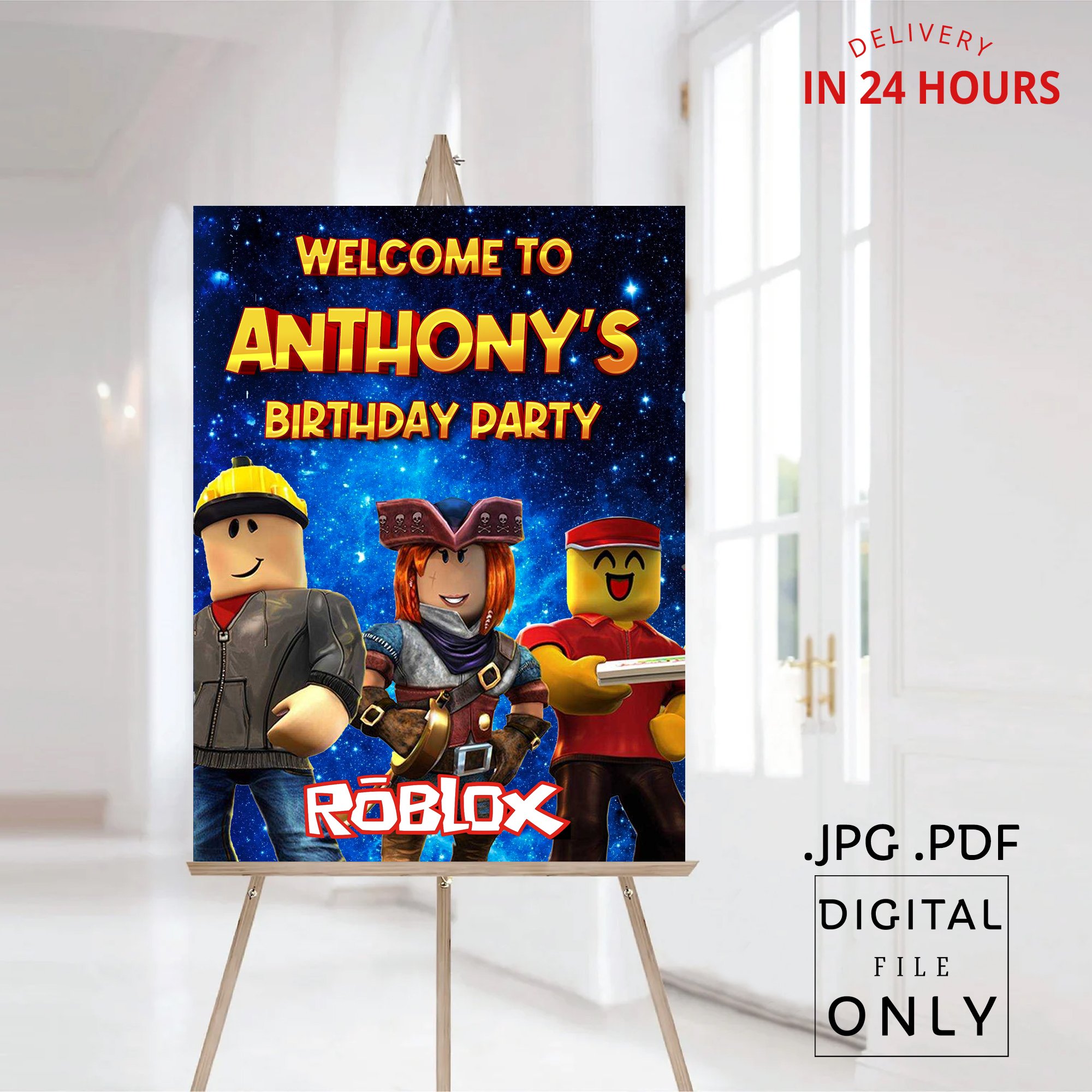 Roblox Birthday Welcome Sign Digital File